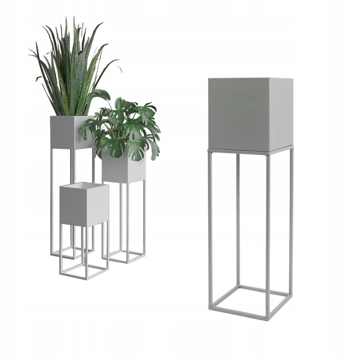 DONICZKA-osłonka na donice metalowa LORIENT M srebrna Słoik, plantator, Roślina doniczkowa, Ceramika, Wazon