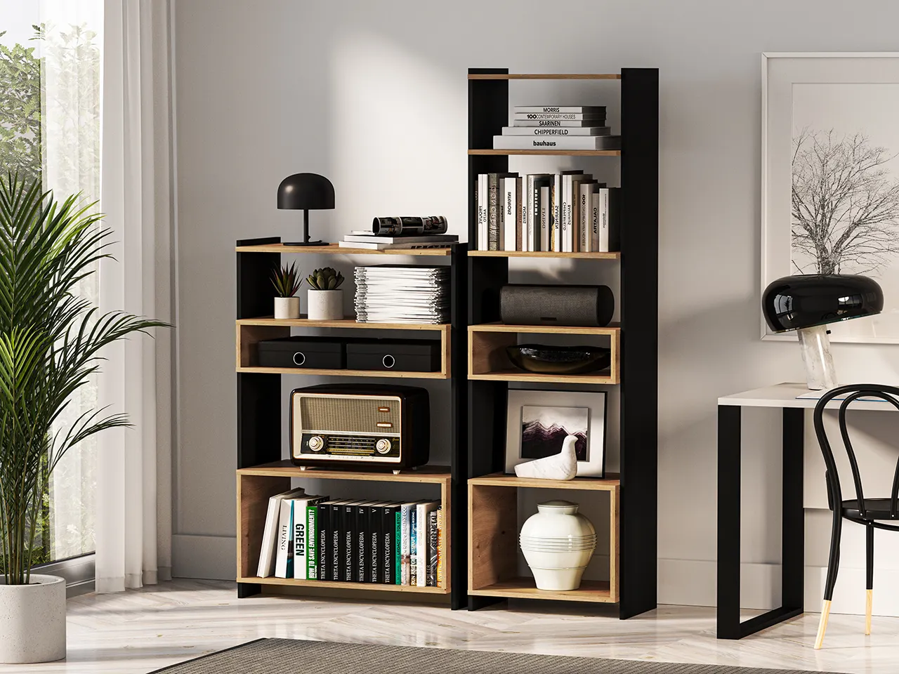 Regał niski TRIS 03 dąb artisan-czarny 80x122 - 1TRIS03-001