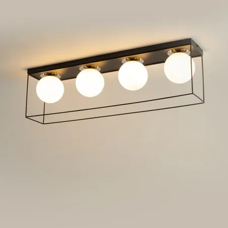 Lampa sufitowa/plafon AROMA 4 prostokąt biało-czarny - SI_40709
