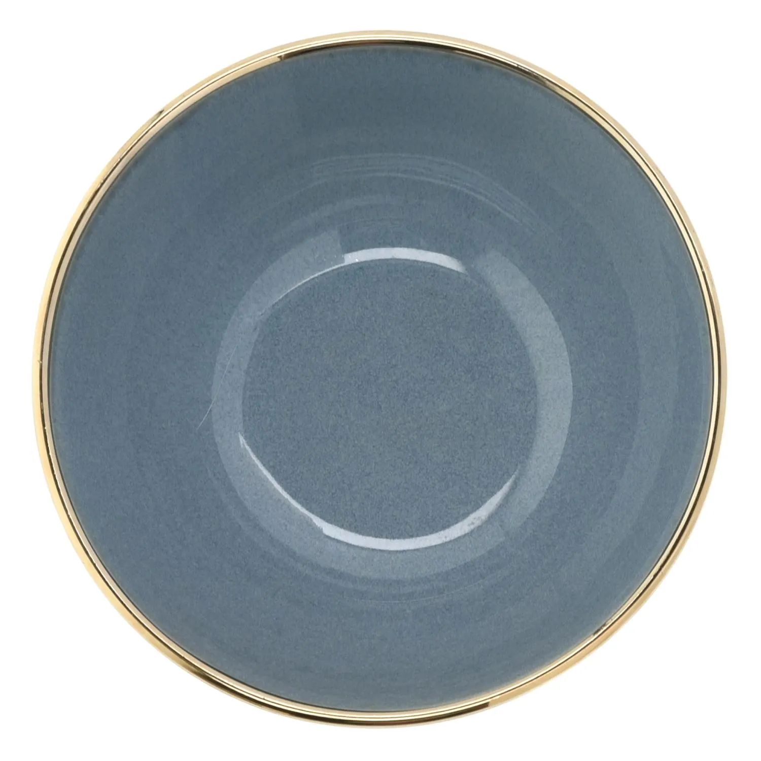 image talerz, ceramiczny, niebieski, złota obwódka, kreskowy wzór