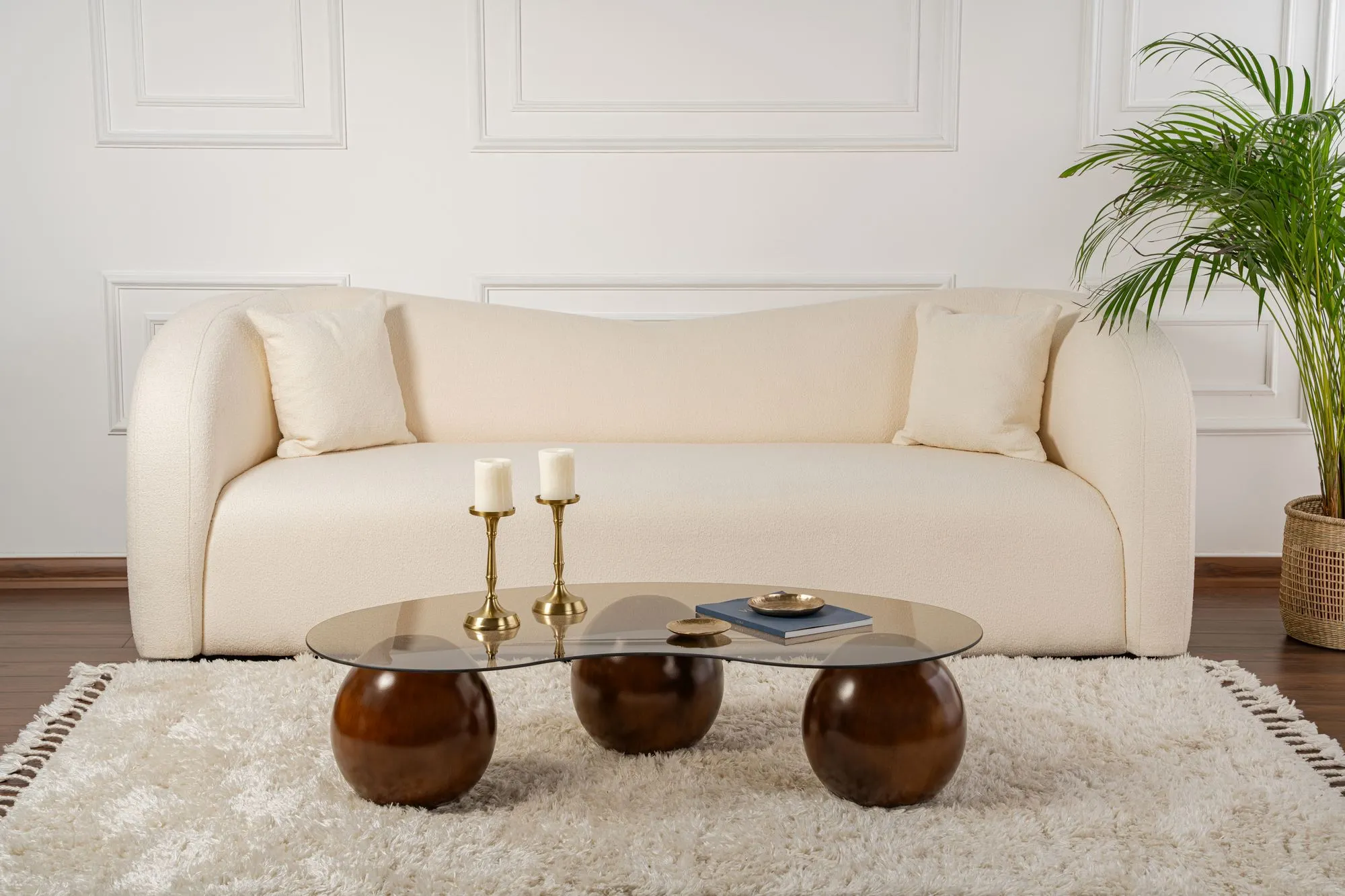 Stolik kawowy szklany SPHERE 70x120 asymetryczny orzech brązowy - ASI_491CRT1173