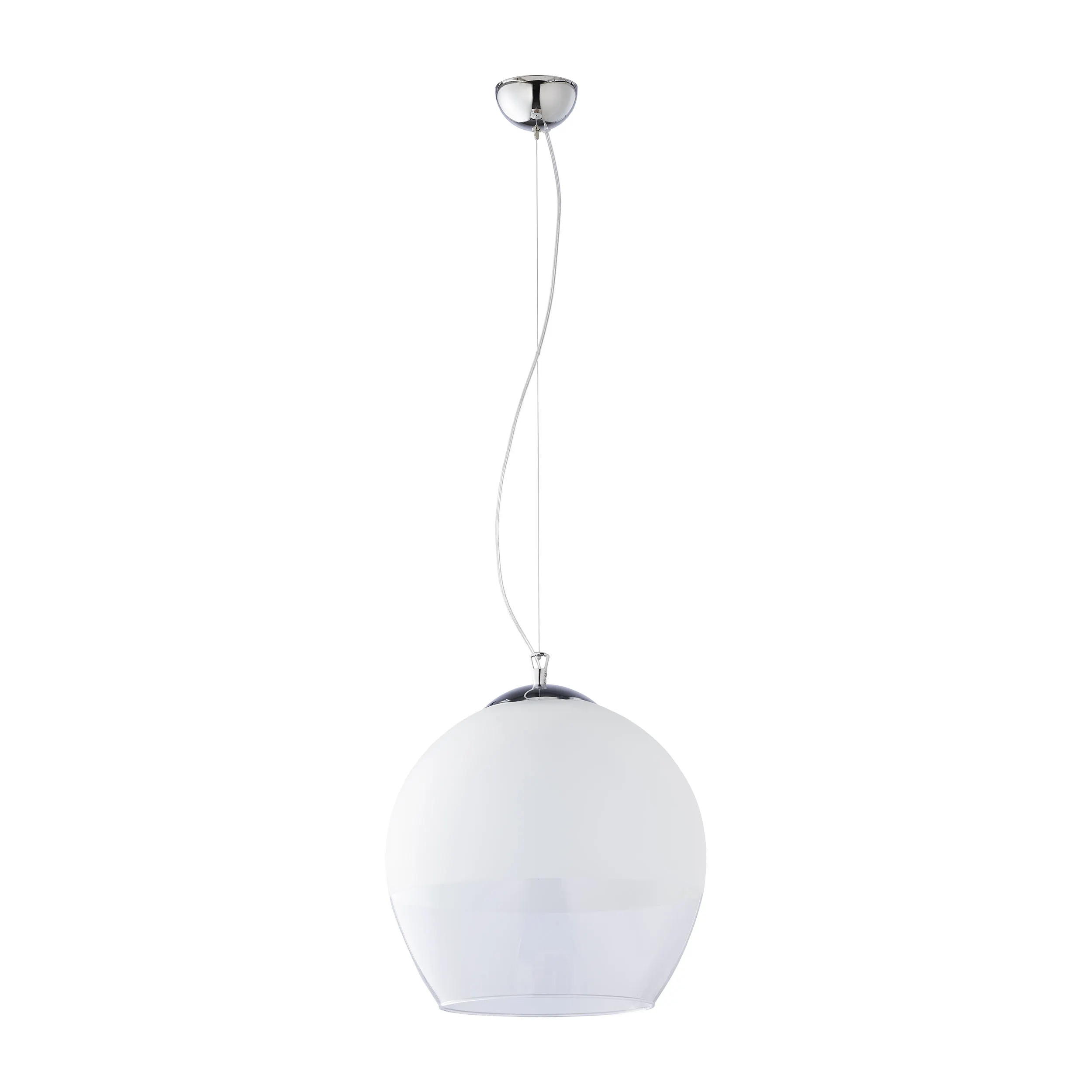 Lampa wisząca BOULETTE chromowana z białym mlecznym kloszem 140x38cm