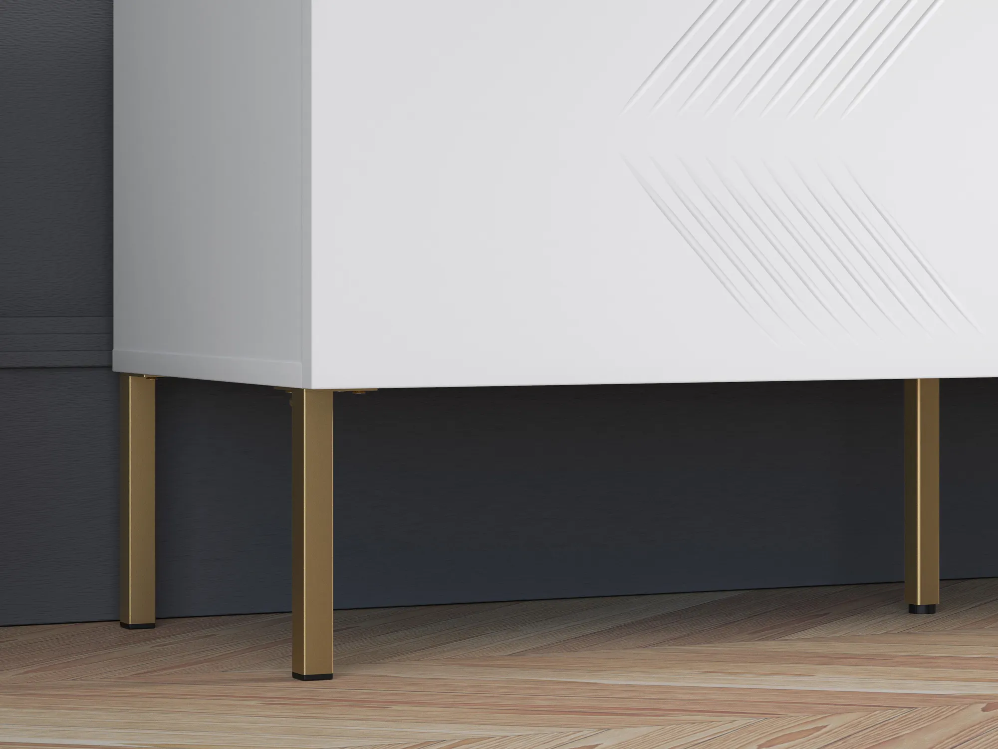 Szafka RTV z 3 klapami CLEARING 04 biały alpejski, noga-złoty - 1CLEA04-001-04