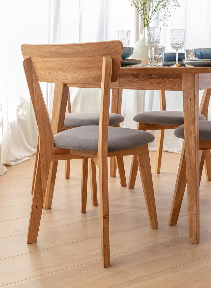 Krzesło drewniane LEON grafitowe siedzisko dąb olejowany - KULKLM85