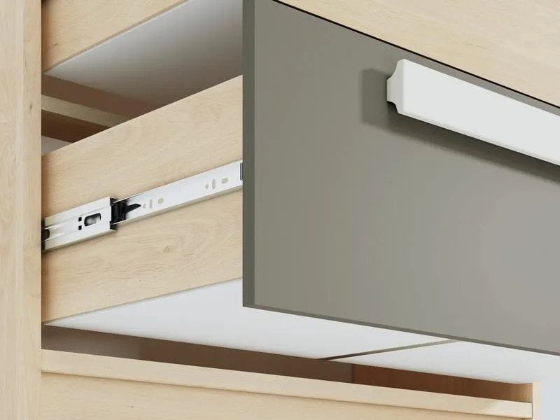 Komoda z 3 szufladami DROP 10 z szufladami z możliwością montażu wstawek frontowych buk fjord, biały, szary - 1DROP1001-001