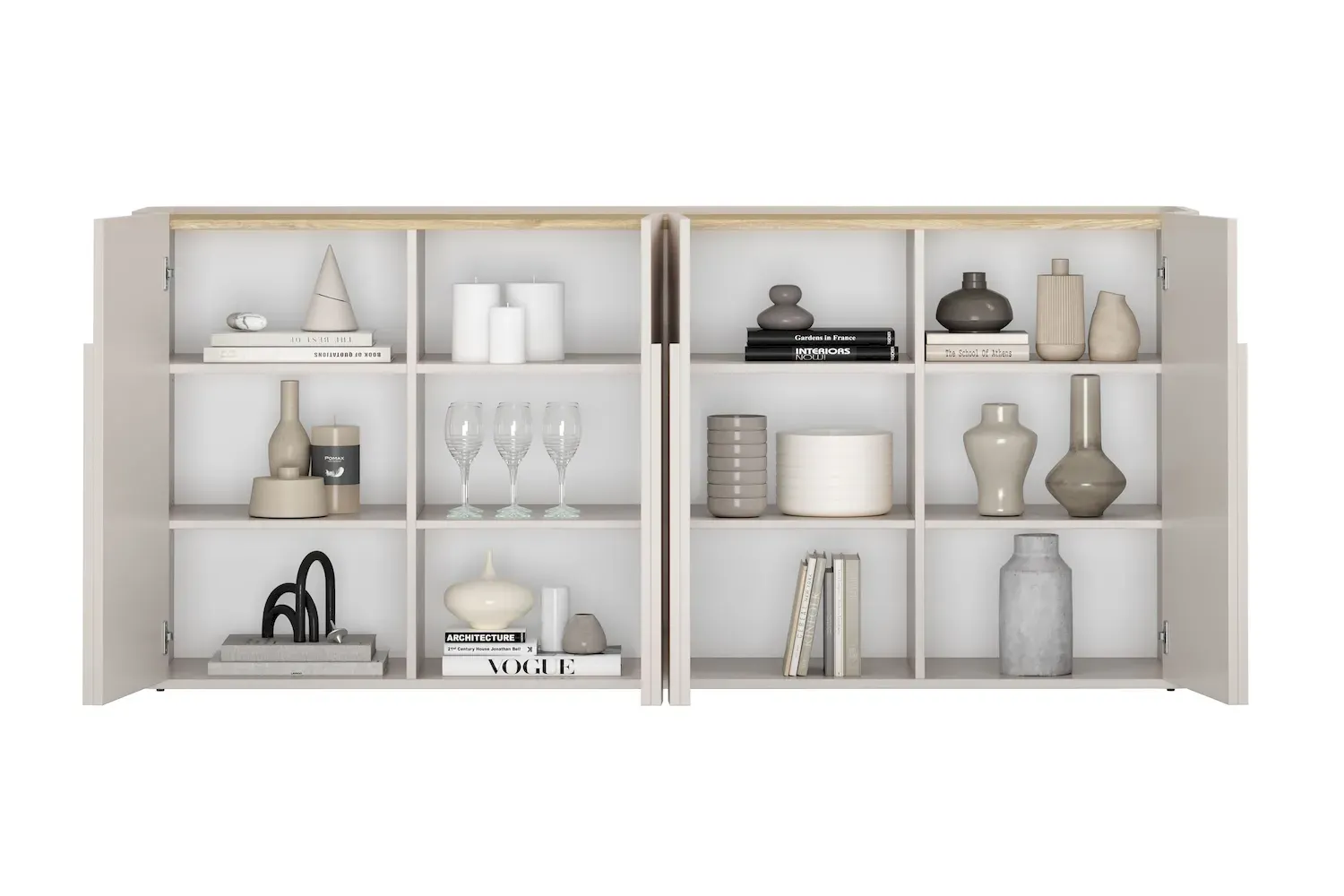 Komoda 4-drzwiowa AMILIO 200 - cashmere dąb olejowany uchwyty cashmere - B_167061