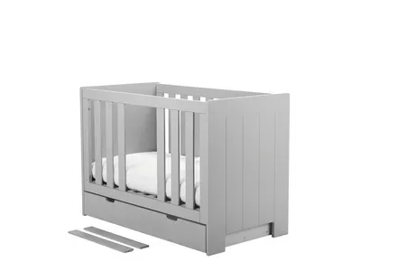 Łóżeczko dziecięce CALMO 120x60 z regulacją wysokości szare - PIN_021-010-138