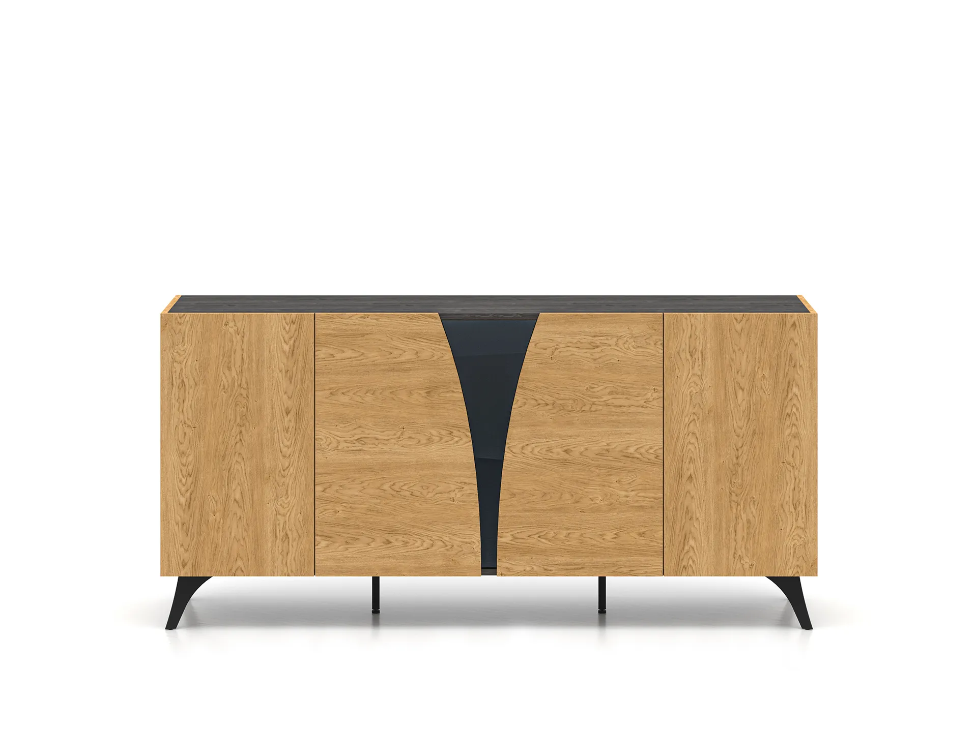 Komoda 5-drzwiowa TOSCANIA 04 dąb baltic dune jesion prestige czarny - 1TOSC04-001