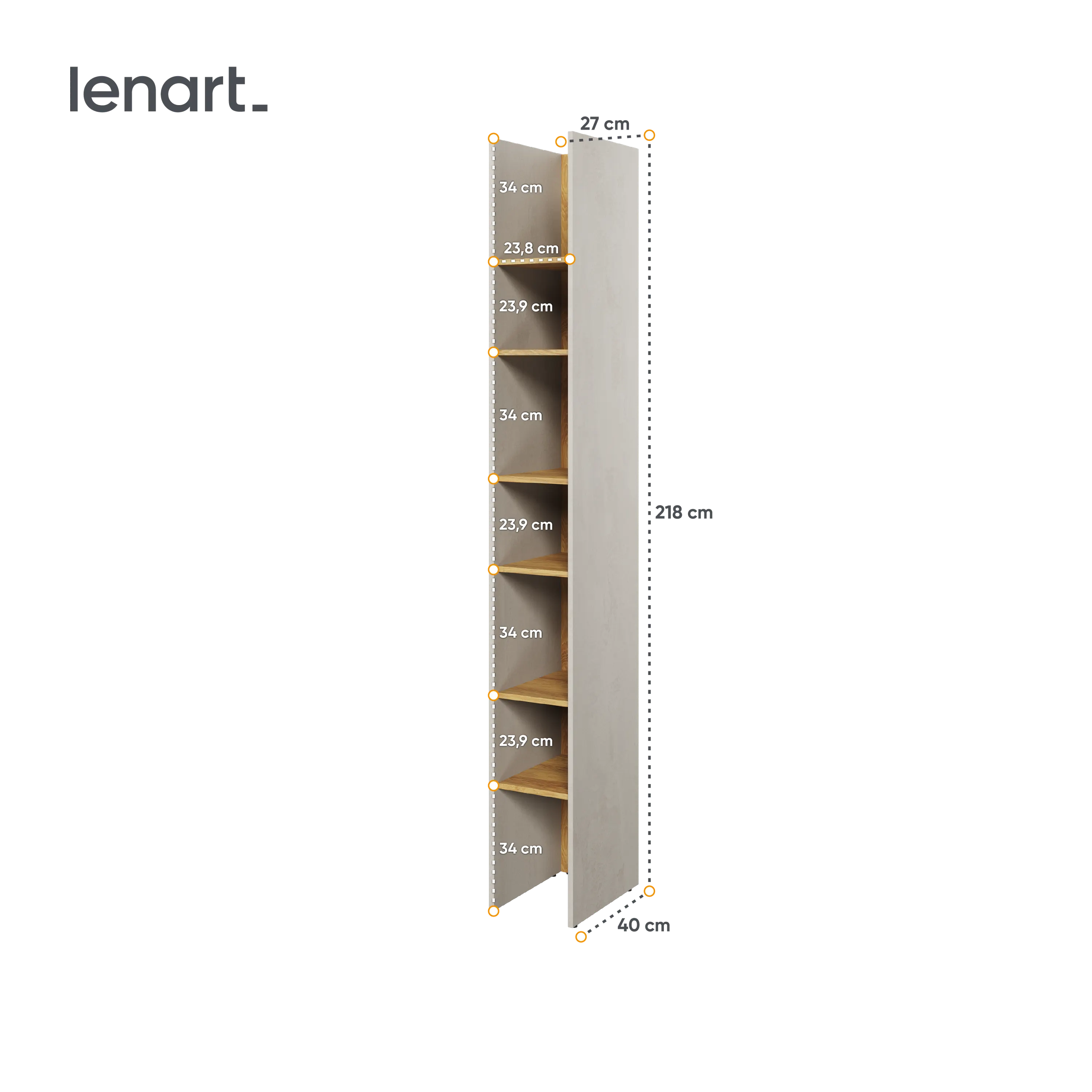 Wąski regał Teen Flex TF-03 27cm szary