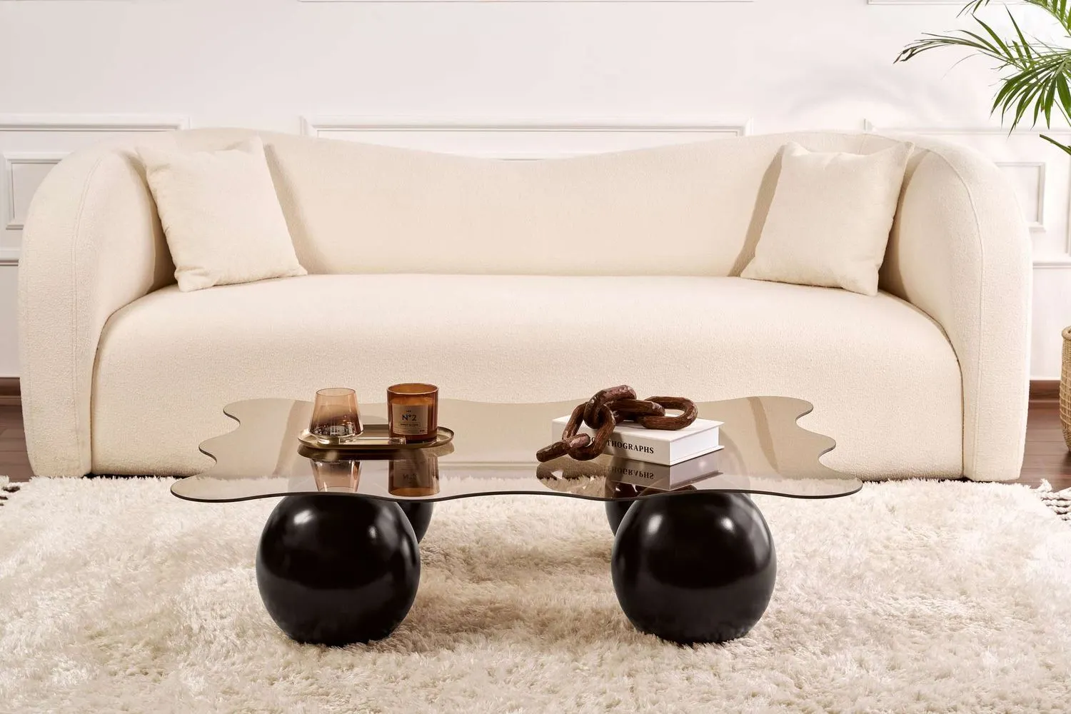 Stolik kawowy NOXA 80x120 cm nogi kuliste czarne blat brązowy - ASI_857NRD1125