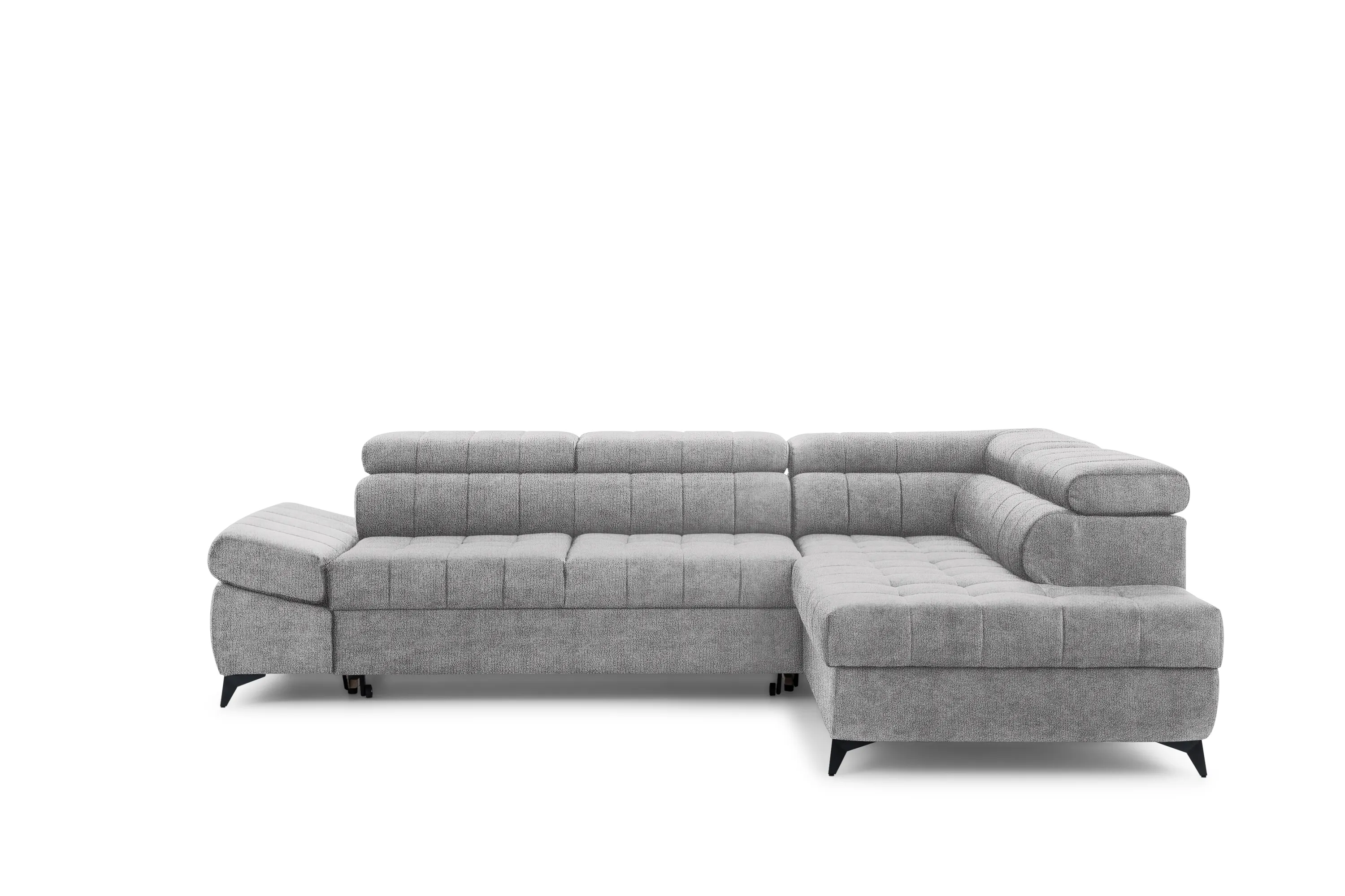 Narożnik prawostronny VALORIS L regulowane zagłówki i podłokietniki tkanina Perfect Harmony 80 jasnoszary - B_162924