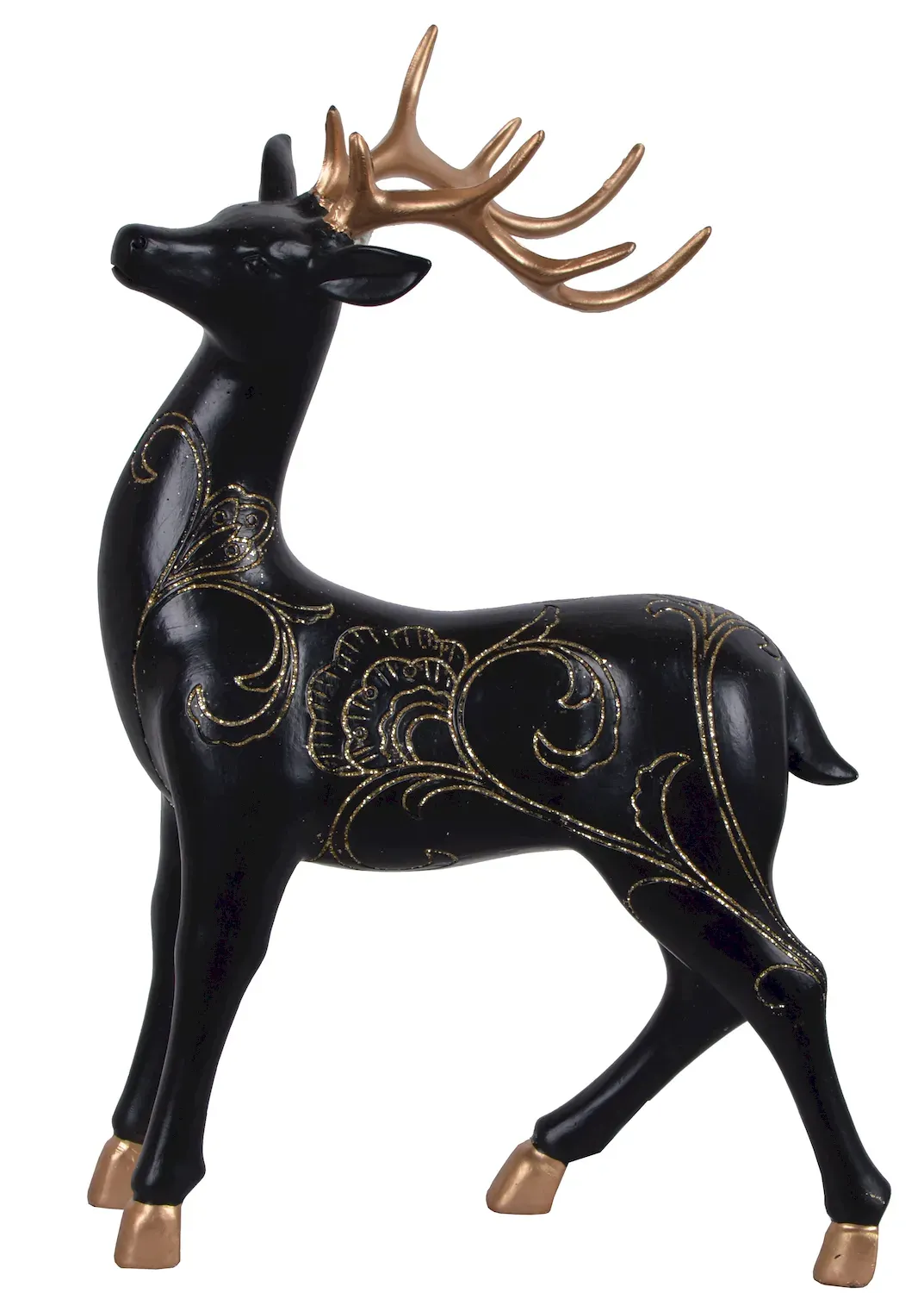 Figurka RENIFER STOJĄCY czarny złoty