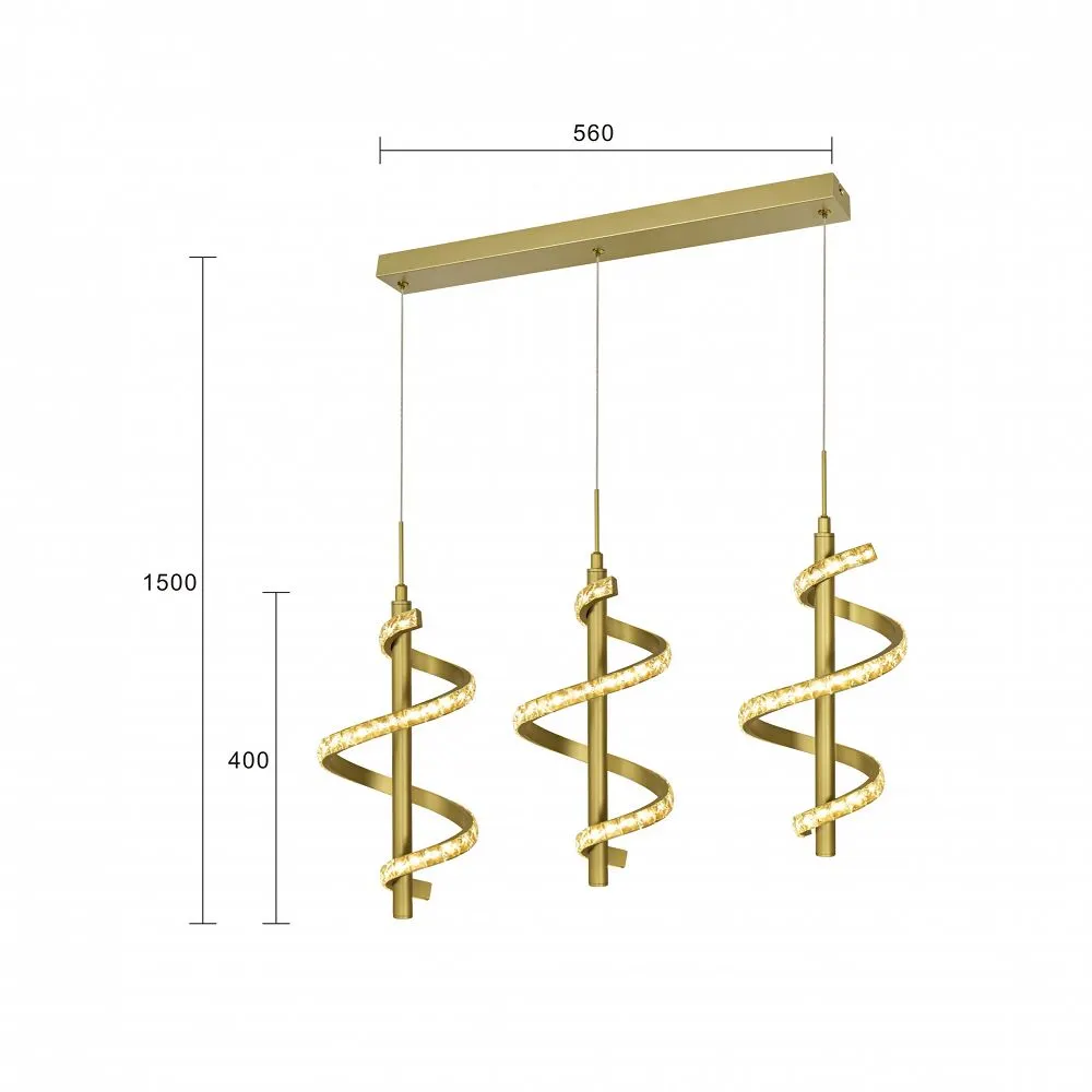 Lampa wisząca CLARET potrójna z dekoracyjnymi kryształami i ściemniaczem typu "klik" - 7209-0315