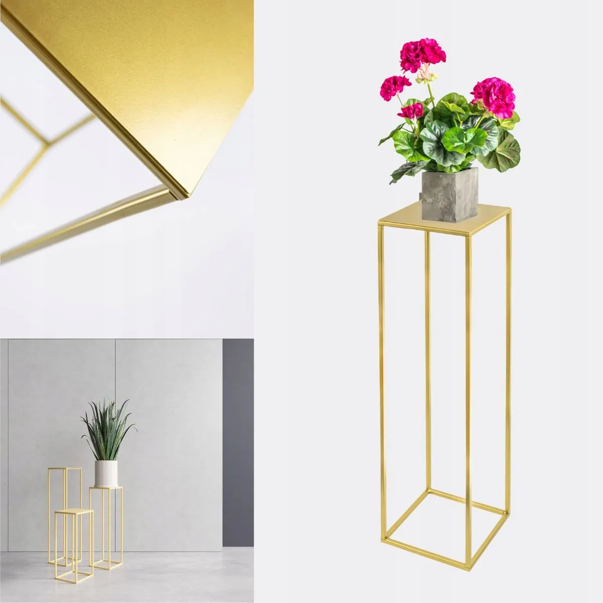 Kwietnik stojący metalowy EVRON L złoty - LD_TZ000095