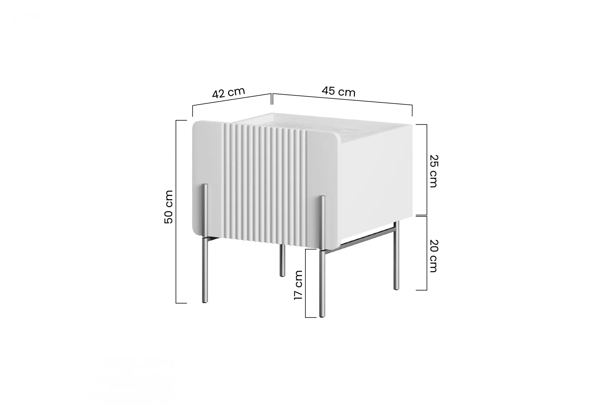 Szafka nocna z 1 szufladą MALMI 45cm - kaszmirowa - czarne nogi - B_167002
