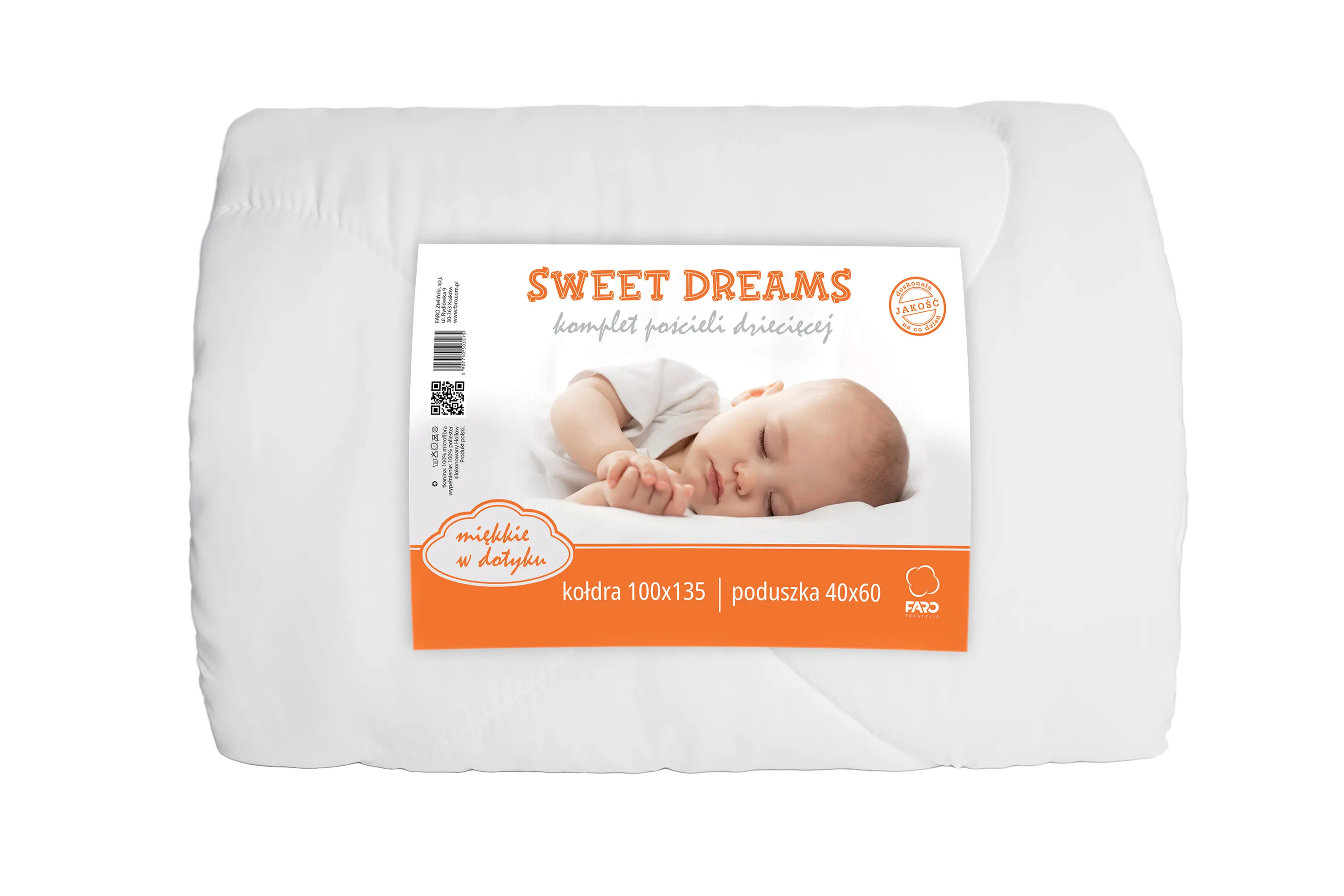 Komplet pościeli dziecięcej BABY Sweet Dreams kołdra 100x135+ poduszka biały Poduszka, Wystrój domu, Osoba, Śpi, Dziecko