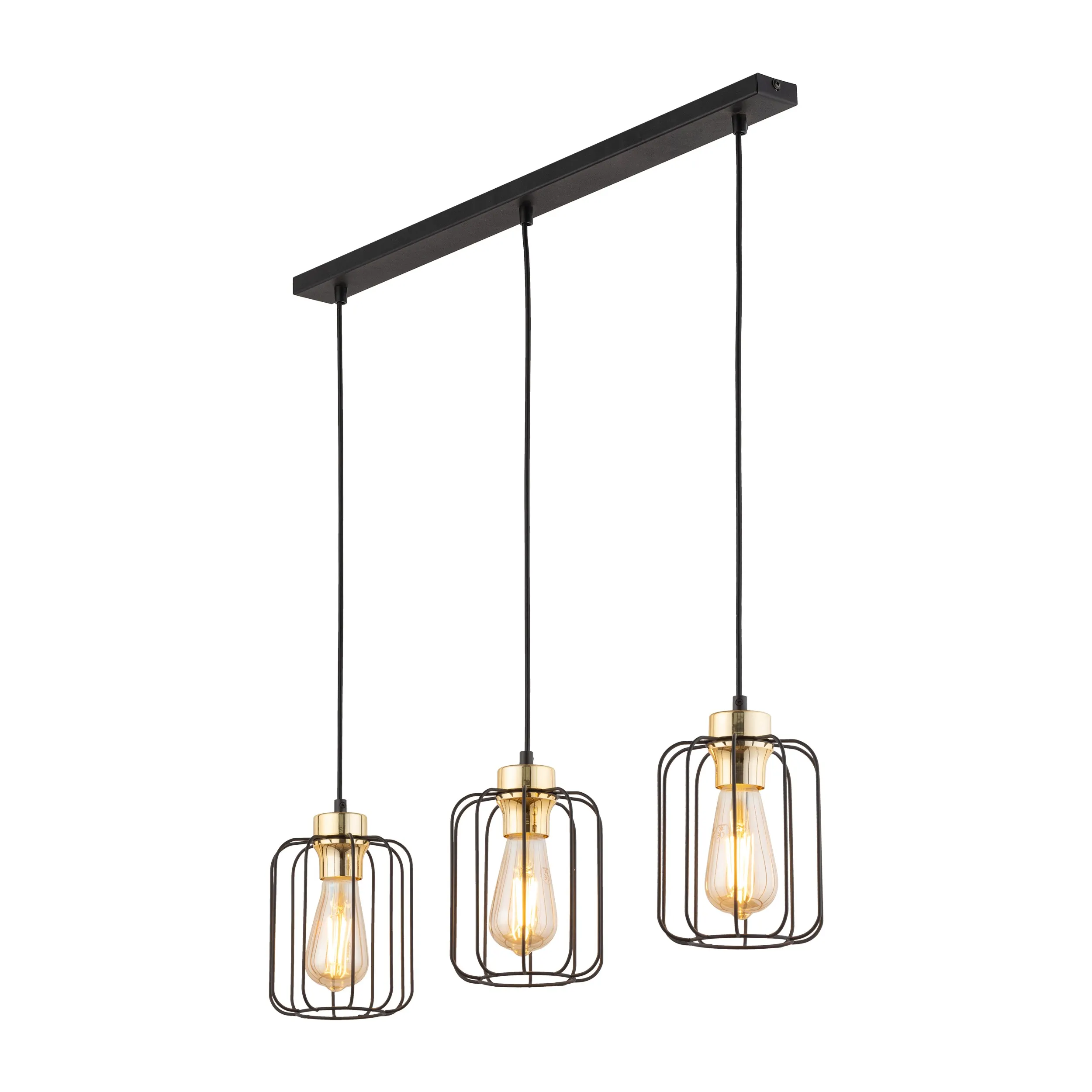 Lampa wisząca GALAXY czarna ze złotymi elementami na listwie metalowej 120x74x15cm - TK_4716