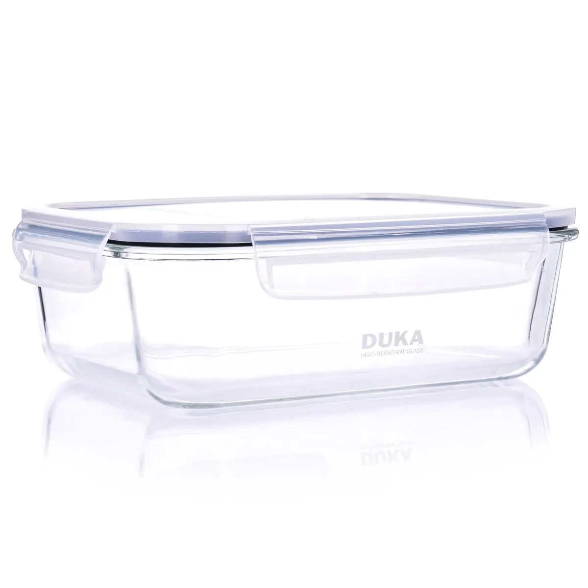Szklany pojemnik z pokrywką KITCHEN 1040 ml transparentny szklany pojemnik, pojemnik na żywność, szklany zestaw, przezroczysty, z lustrzanymi uchwytami