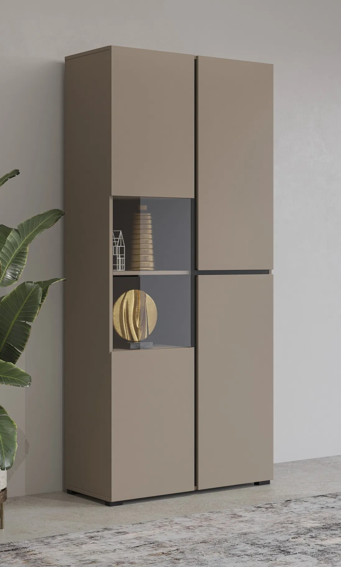 Witryna 3-drzwiowa szklana CROSS 80x183 congo beżowo-szara - 24CWMY12