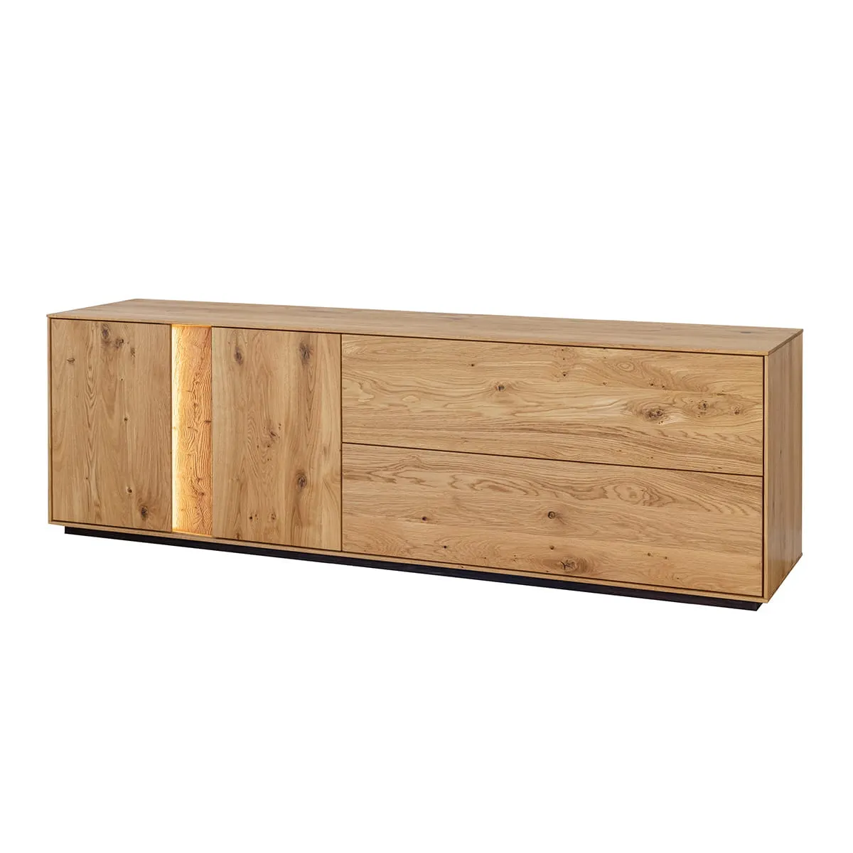 Komoda TV dębowa COLLODI olejowana szeroka 4-drzwiowa 185 cm - dąb olejowany