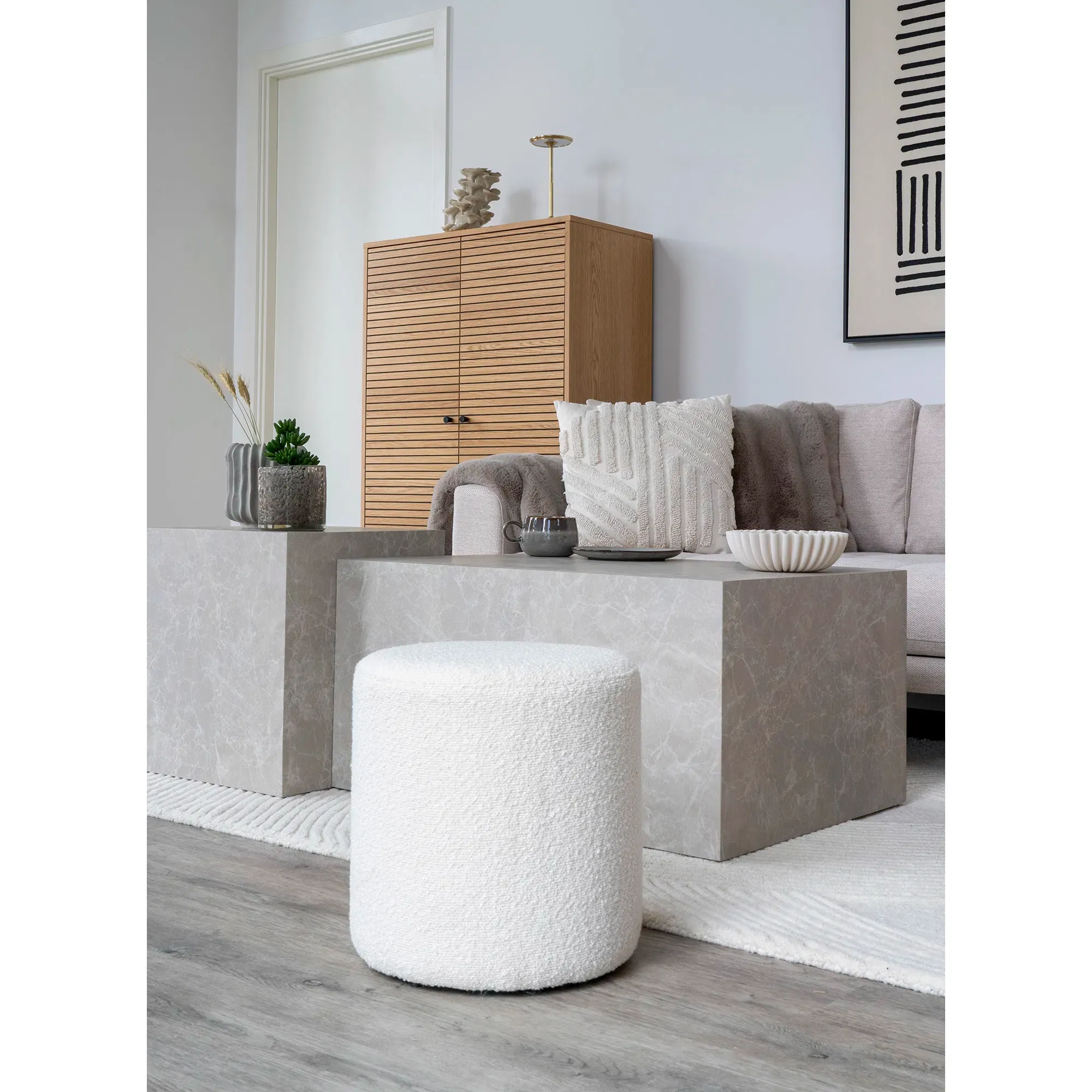 Pufa okrągła EJBY 34x36 Boucle Biały — zdjęcie 3