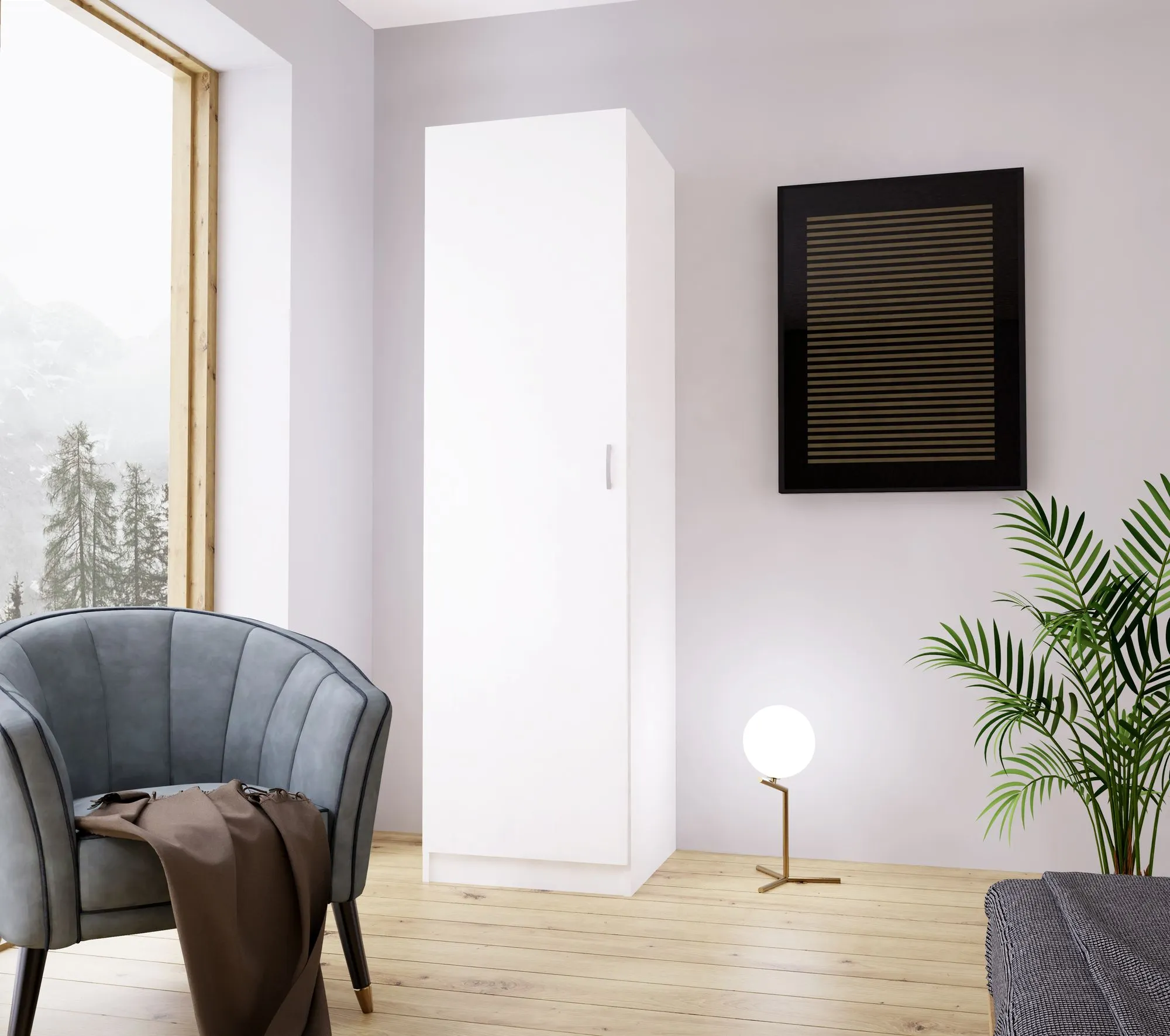 Szafa 1-drzwiowa GAYA z drążkiem i półką 51cm biała - INT_5002702BIP