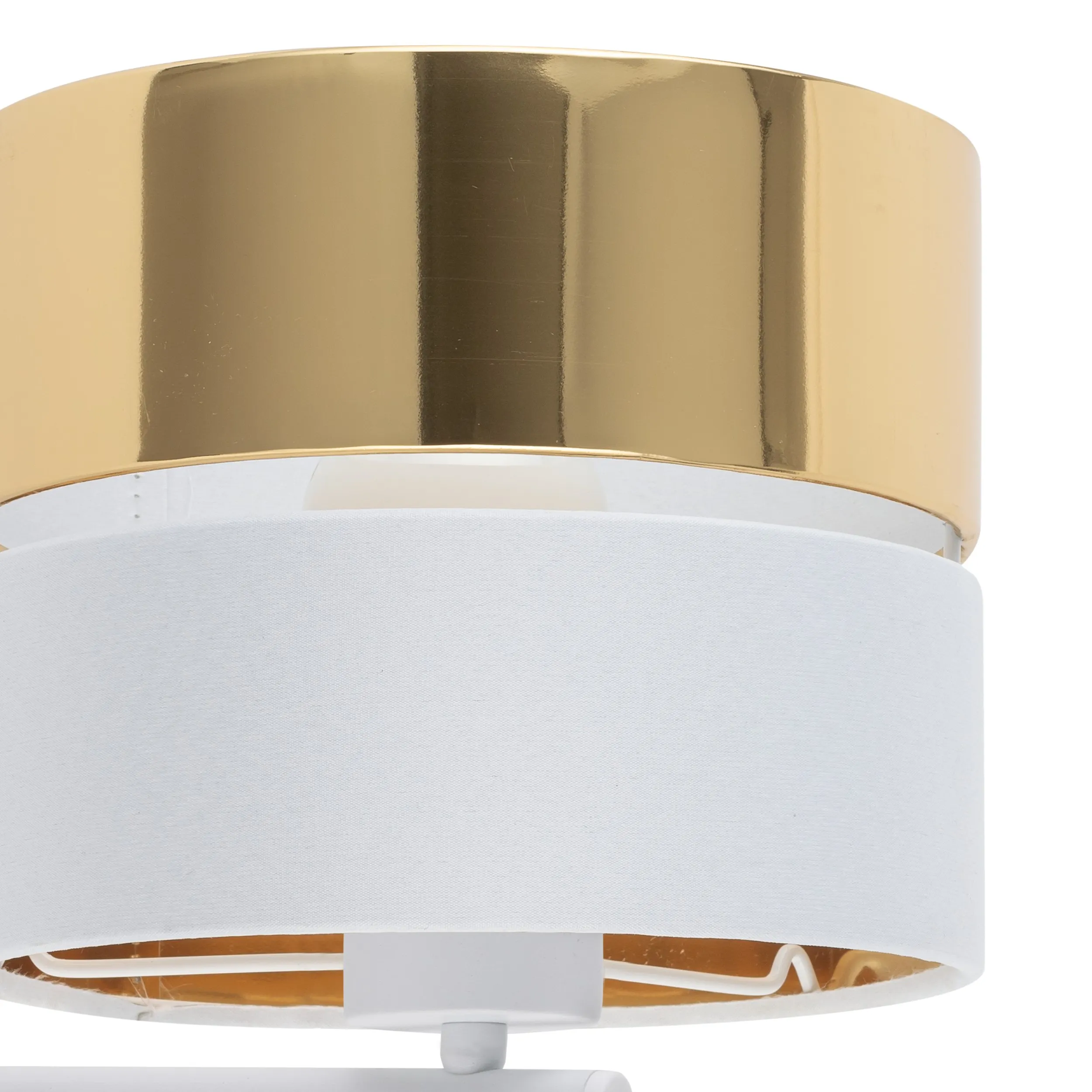 Kinkiet HILTON biały ze złotymi elementami oraz regulowaną lampką do czytania z niezależnymi włącznikami - TK_5361