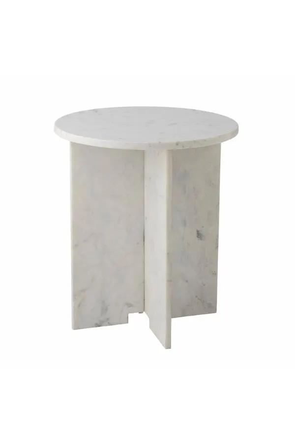 Stolik pomocniczy marmurowy JASMINA 46 cm biały - ND_82057280