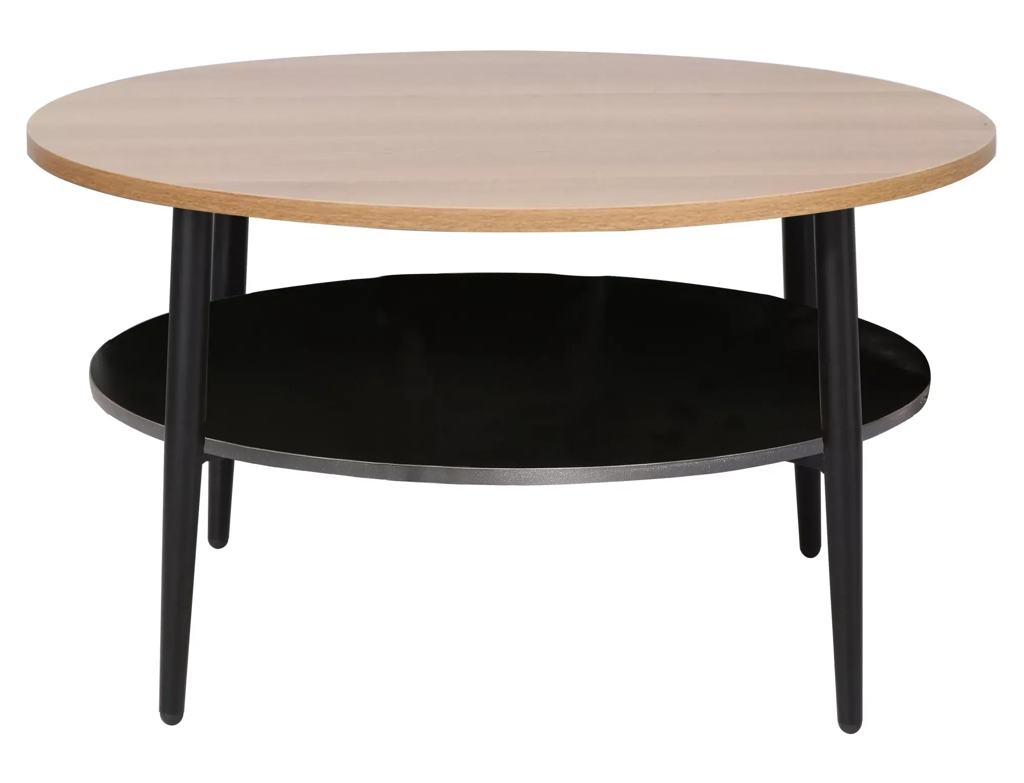 Stolik kawowy z półką ELLA A 80 cm dąb/czarne nogi - ELLAADC