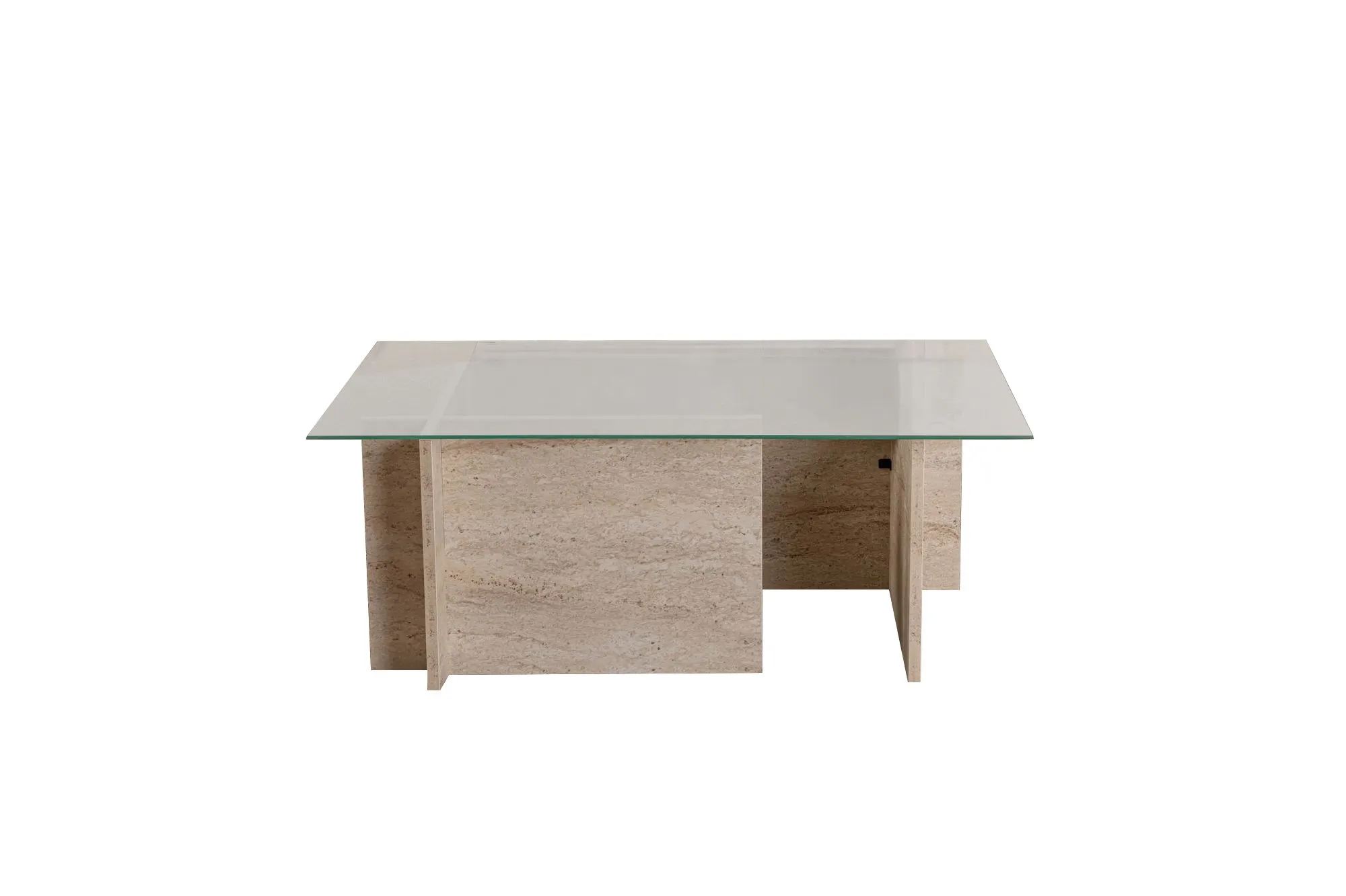 Stolik kawowy VETRINO 65x105 cm szkło hartowane trawertynowy beżowy