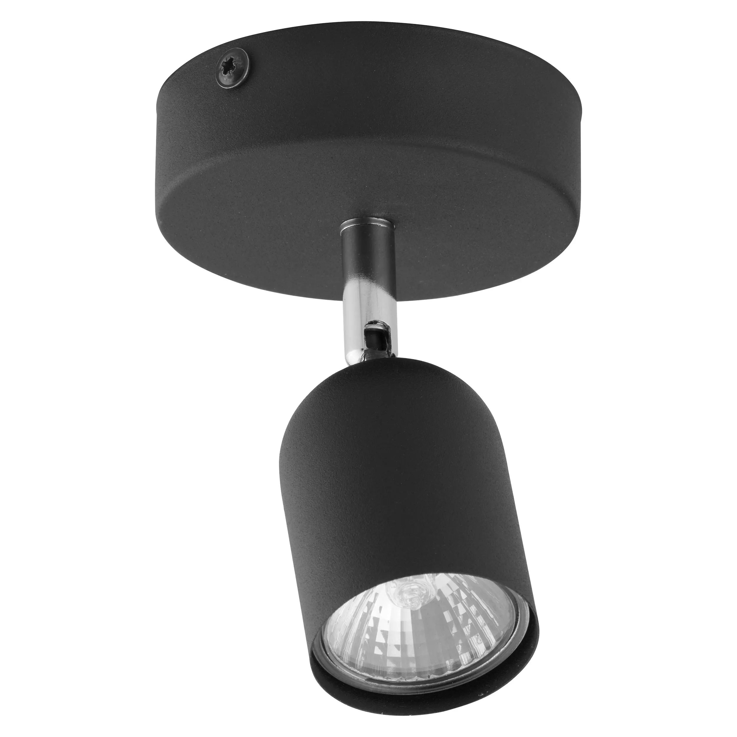 Lampa sufitowa TOP czarna z elementem chromowanym metalowa regulowana 15x12x8cm