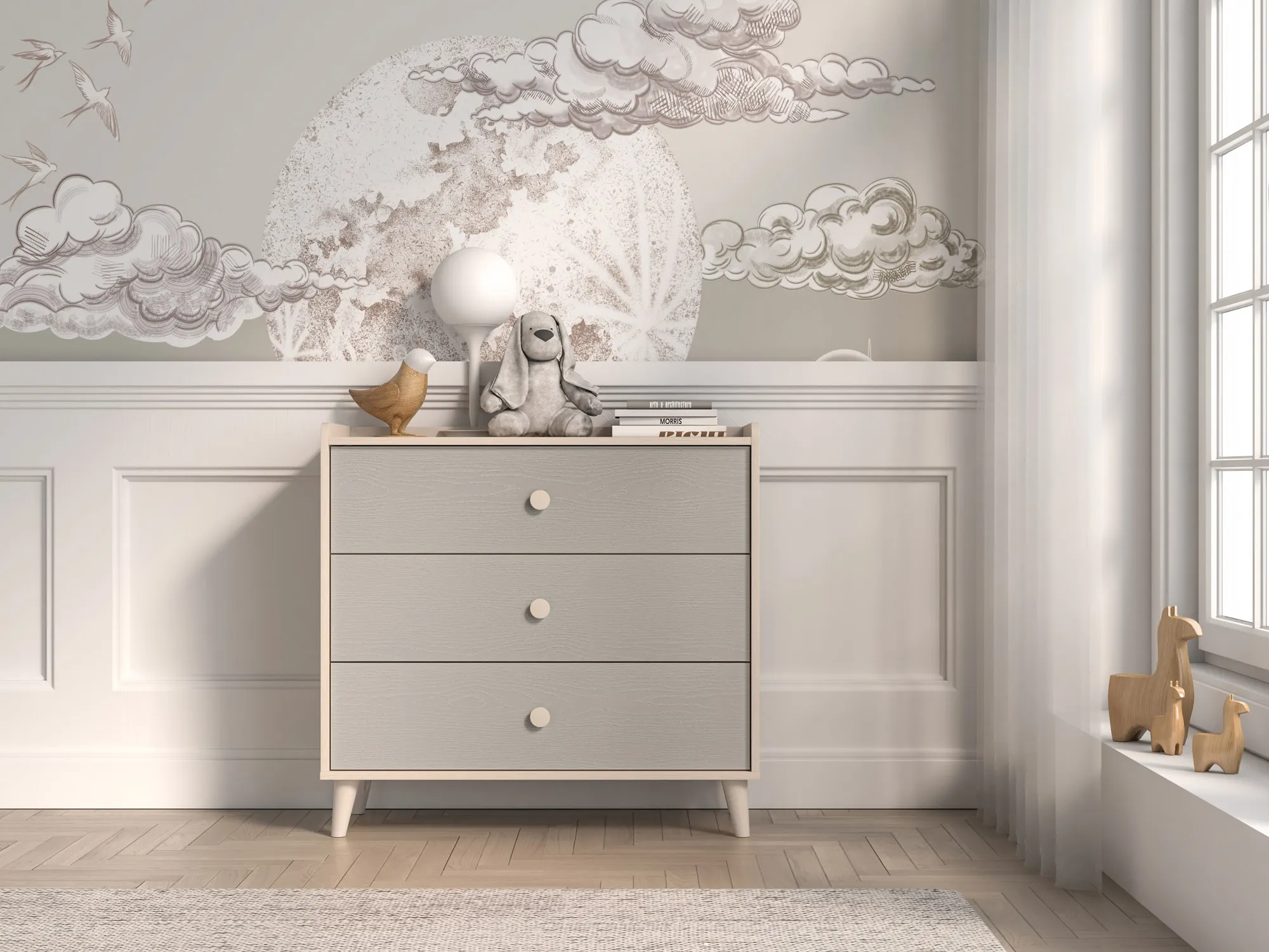 Komoda z 3 szufladami MEVEL 06 piasek pustyni, szary pallad - 1MEVE06-002