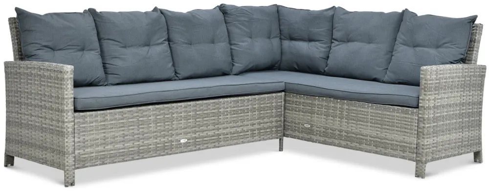 Narożnik ogrodowy modułowy IBIZA ze stołem i pufami technorattan szary - FG003361