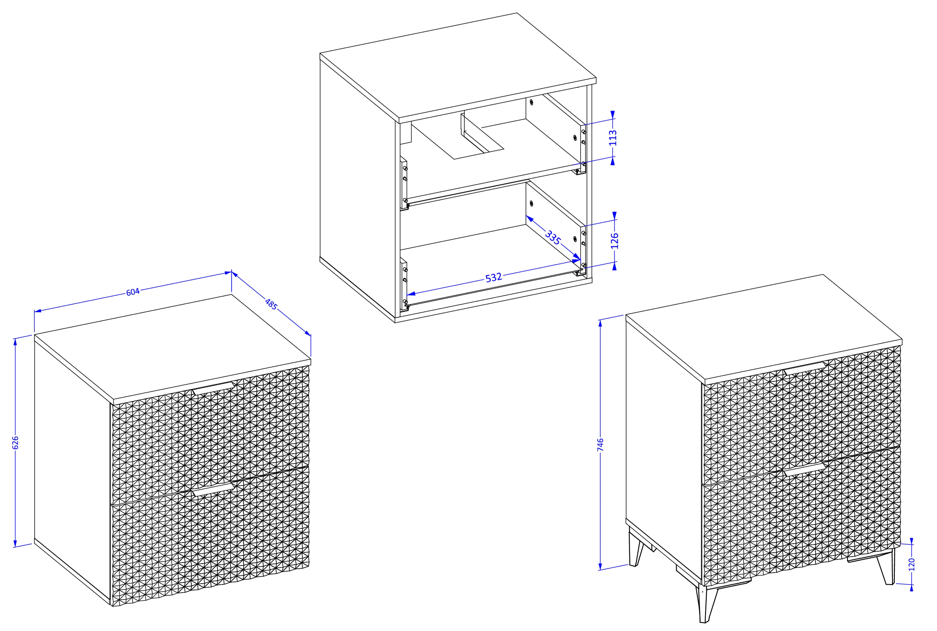 Szafka pod umywalkę LAURA wisząca z 2 szufladami 60 cm - czarna - 30W3NM47