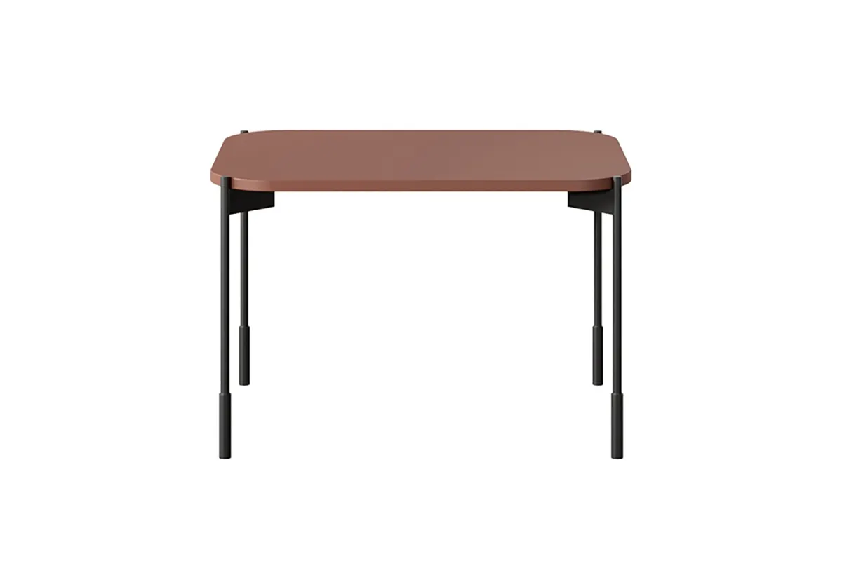 Stolik kawowy prostokątny SONATIA 60 - burgund - czarne nogi - B_149189