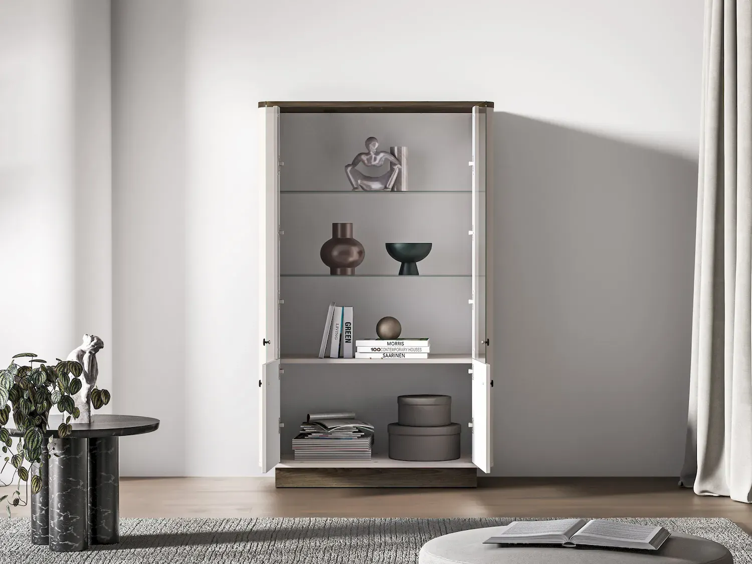 Witryna niska 2-drzwiowa VILAVIO 02 dąb windmill dark cashmere - 1VILA02-001