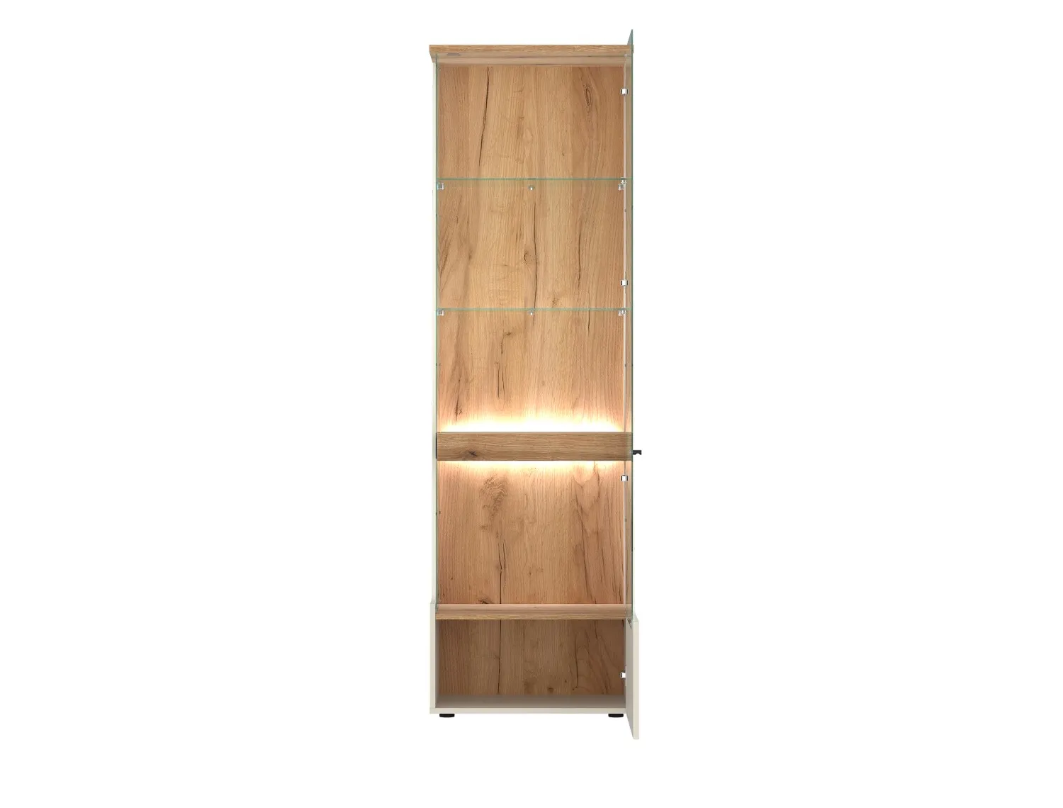 Witryna 1-drzwiowa szklana CUT OUT 60x198 prawa kaszmir/dąb coast evoke