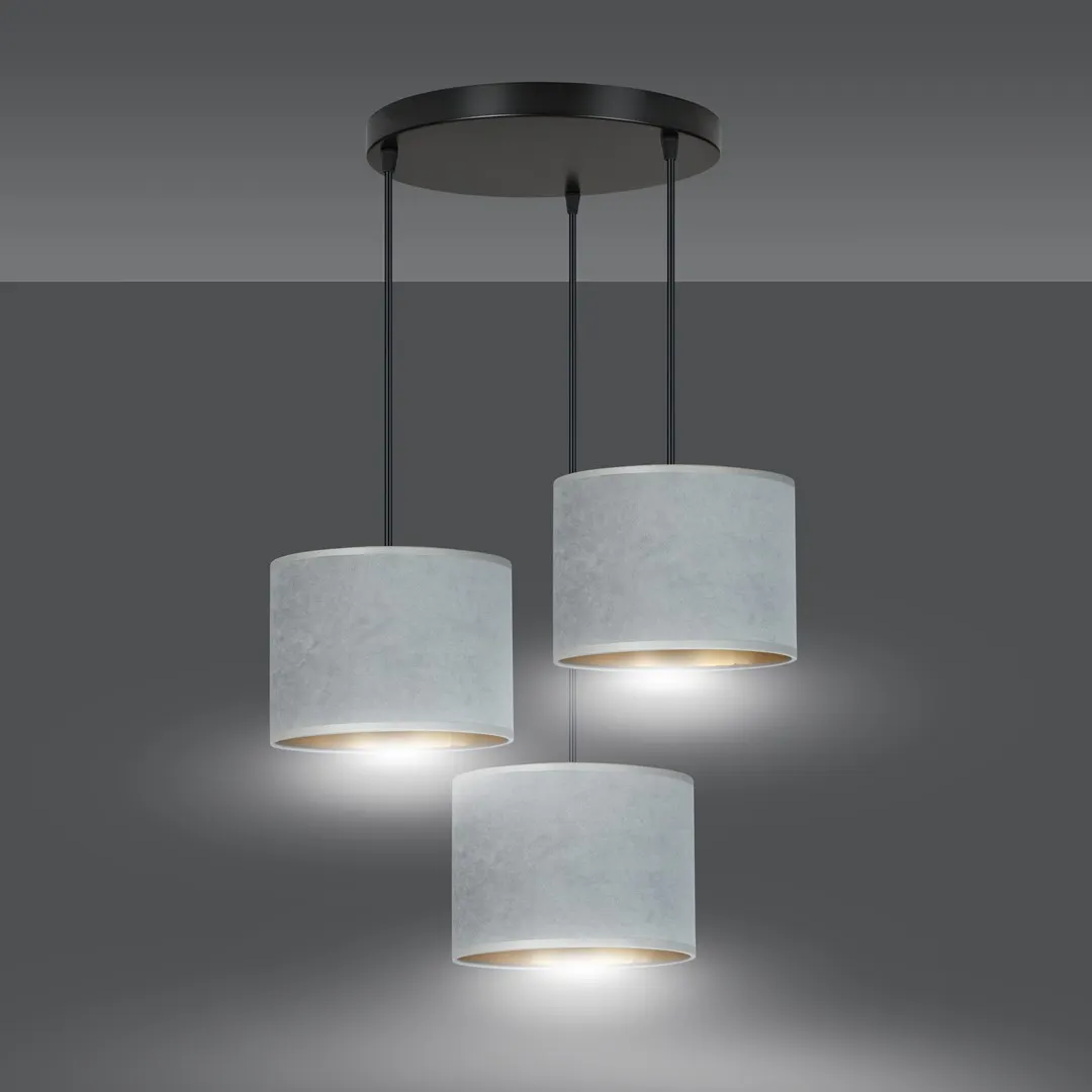 Lampa wisząca HILDE 3 PREM czarny szary — zdjęcie 4