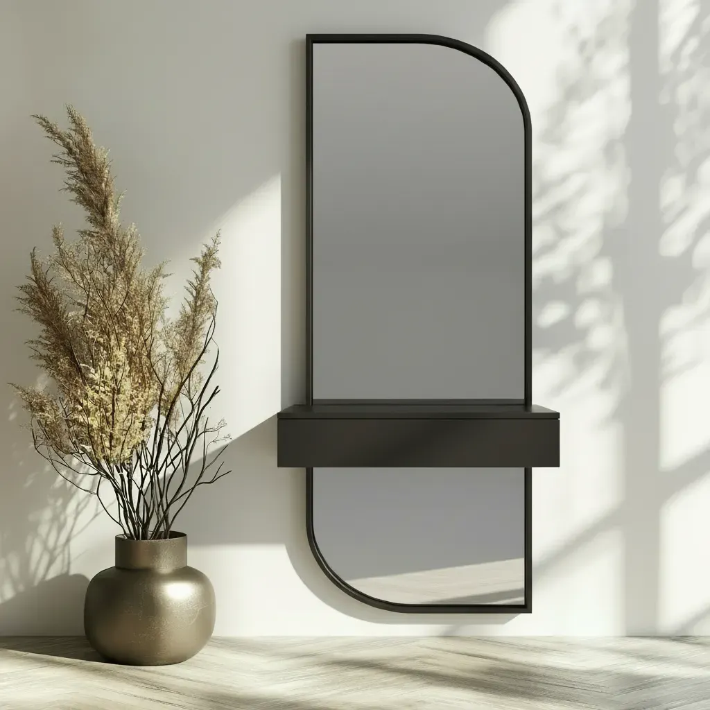 Lustro BOLD w czarnej ramie MDF z szafką na klucze 40X140-S12