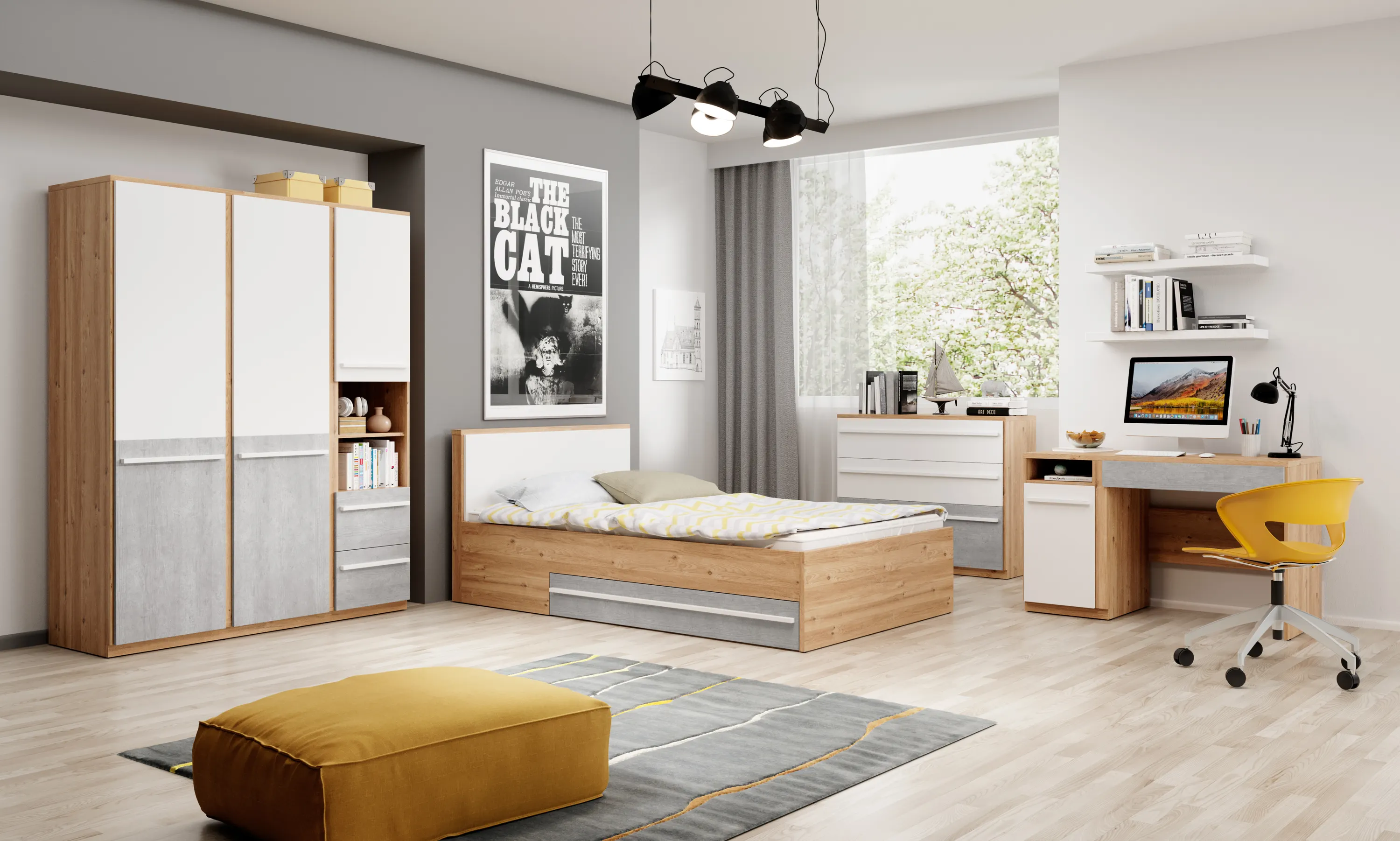 Łóżko ze stelażem Plano PN-10 120x200 dąb nash — zdjęcie 8