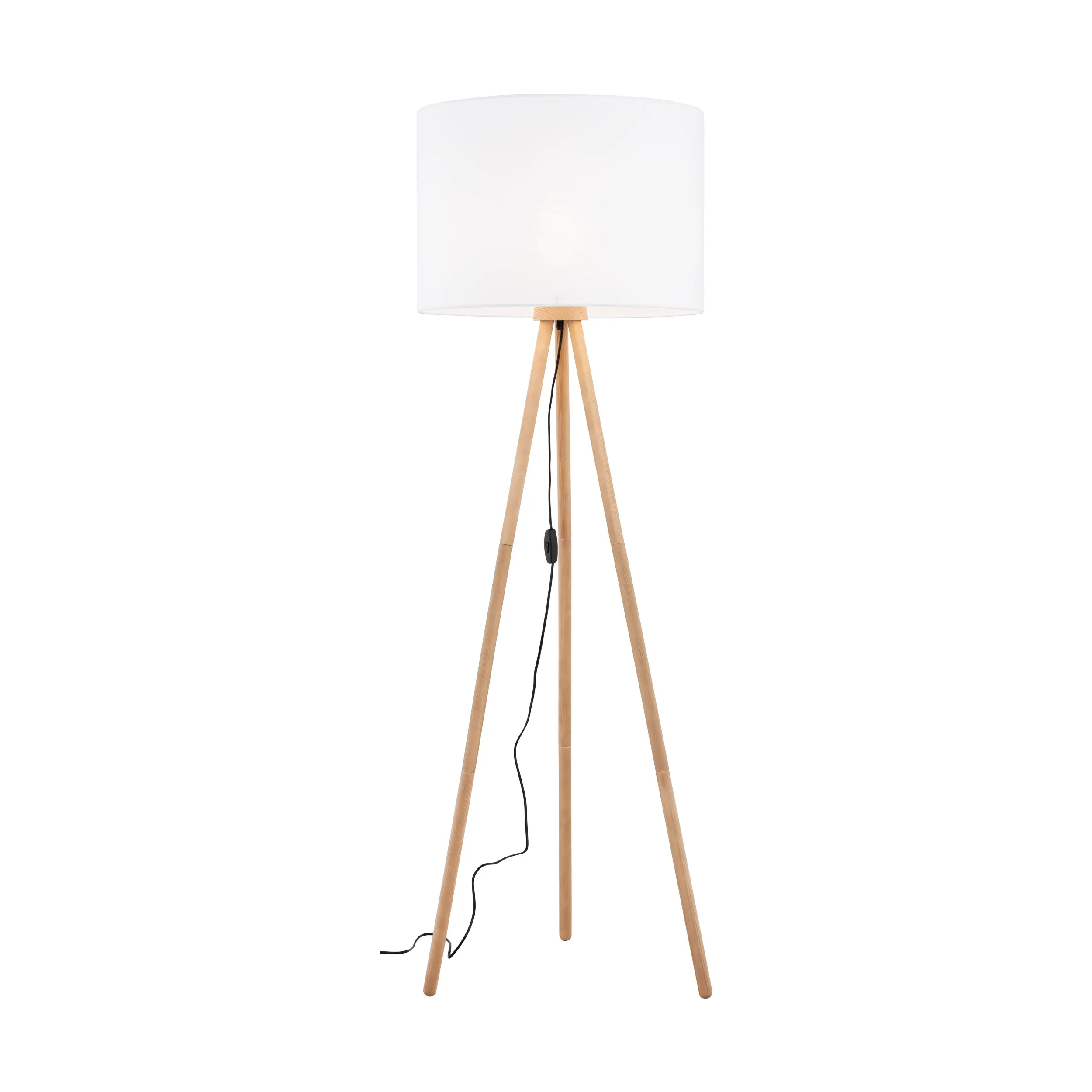Lampa podłogowa TOKYO na sosnowych jasnych nogach z białym okrągłym kloszem 148x63cm - TK_5299