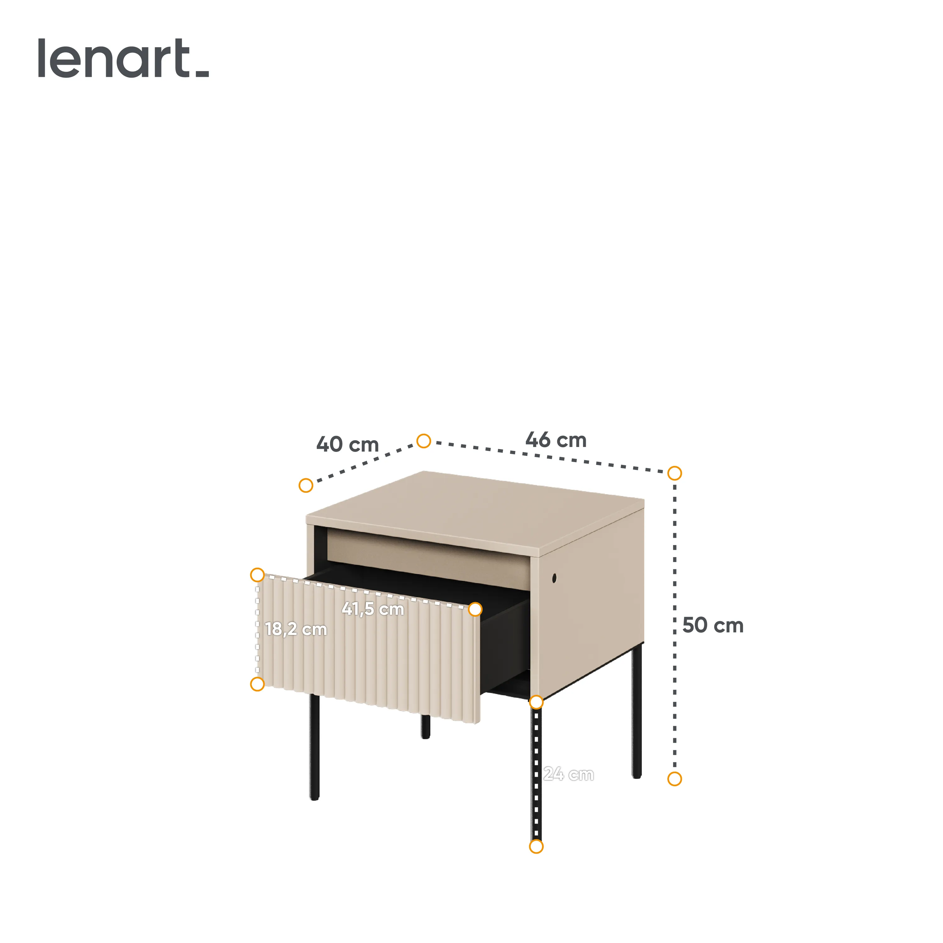 Szafka nocna z oświetleniem TREND TR-10 1S beż piaskowy/czarny - TR10BPC-V2