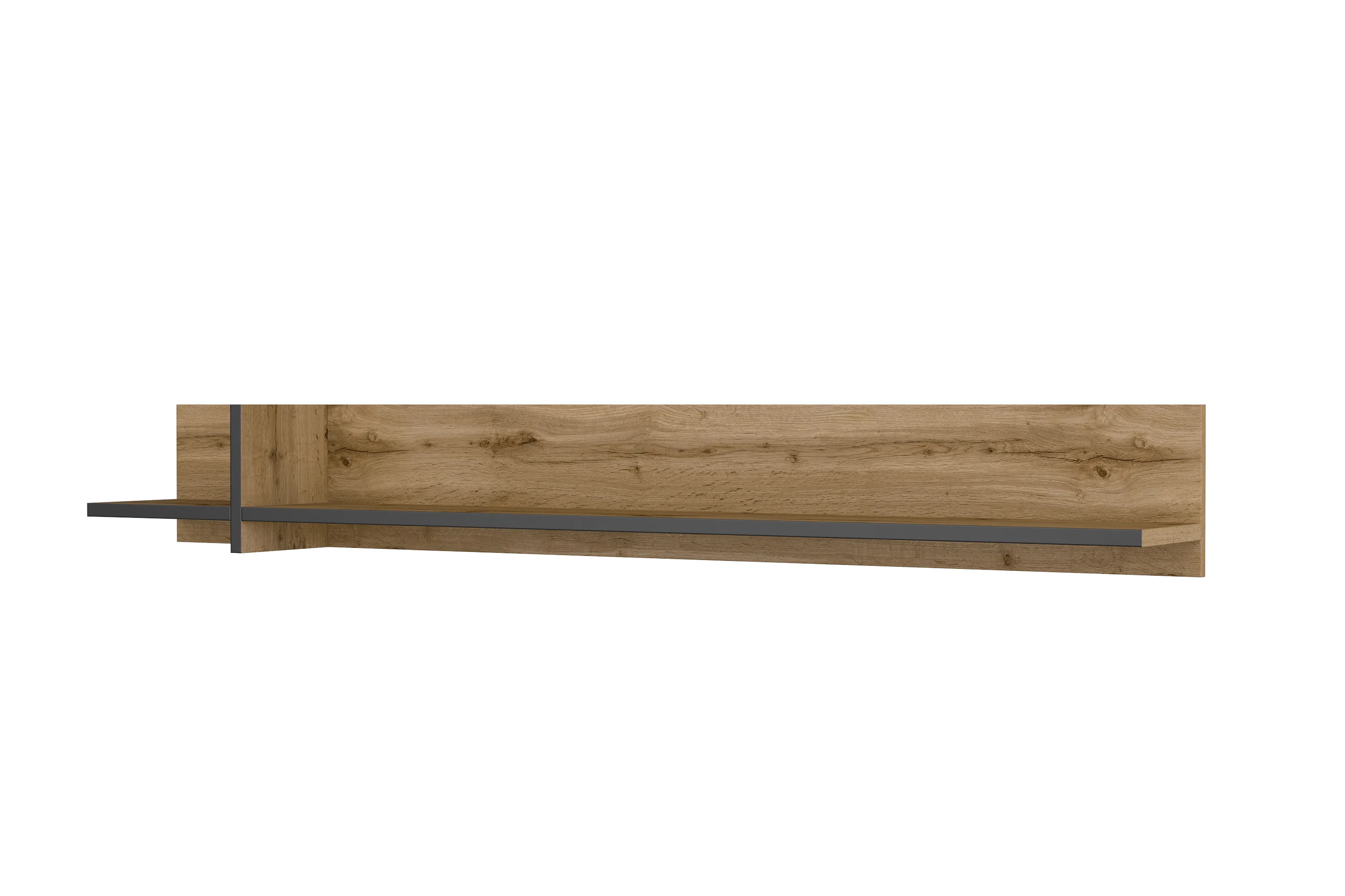 Półka ścienna CROSS 180 cm dąb wotan czarna