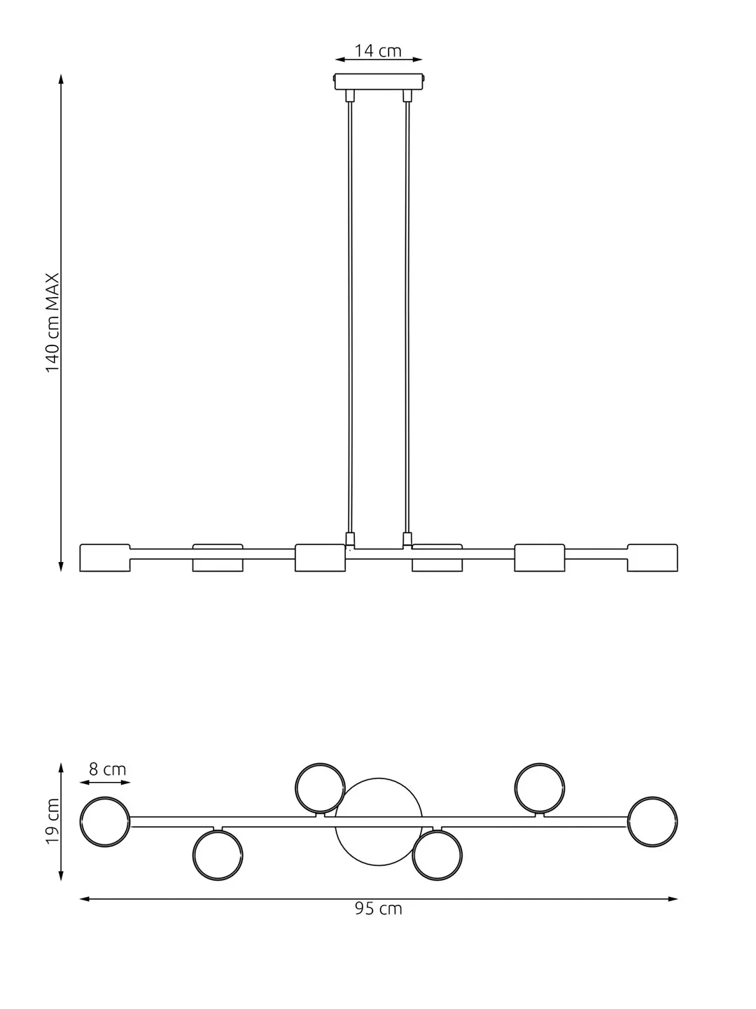 Lampa wisząca MEGARA 6 BL czarna - 1439/6