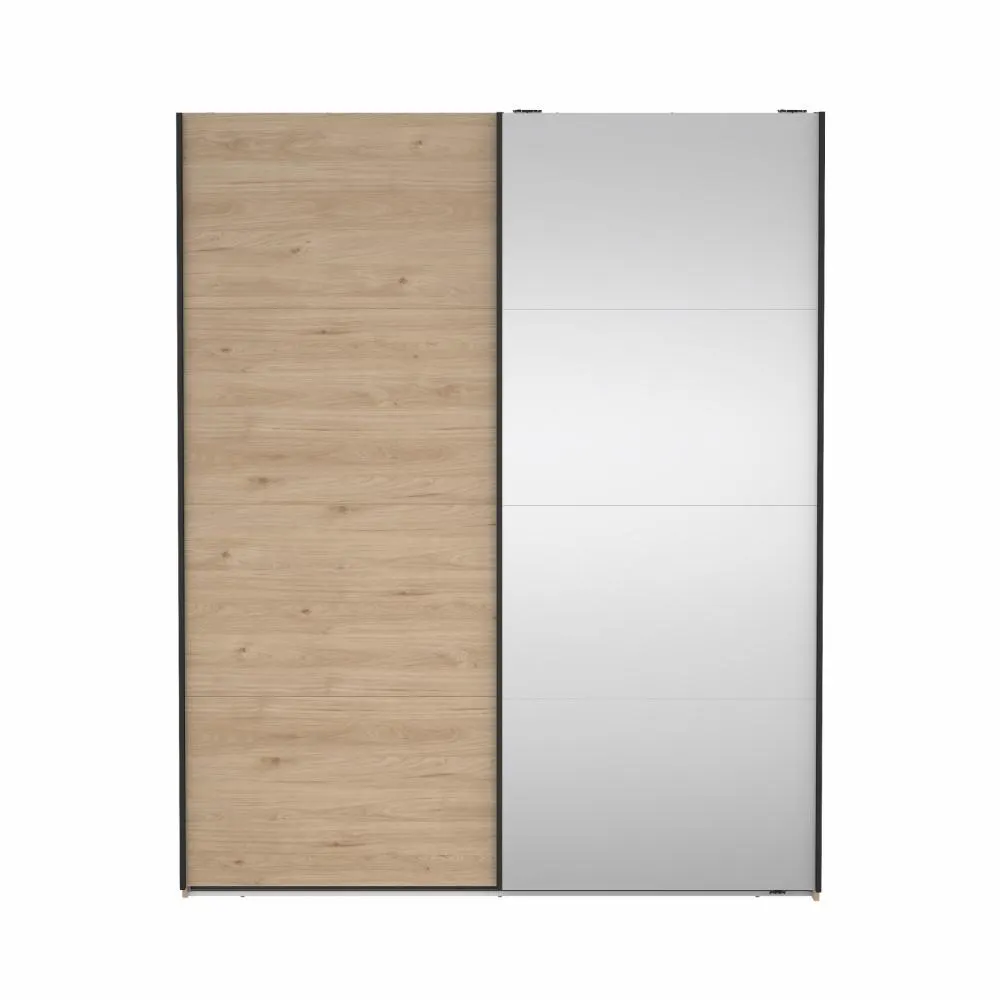 Szafa przesuwna 2-drzwiowa z lustrem BERGAMO 180 x 220 cm Jackson Hickory - TV_65200/08HLHLMI