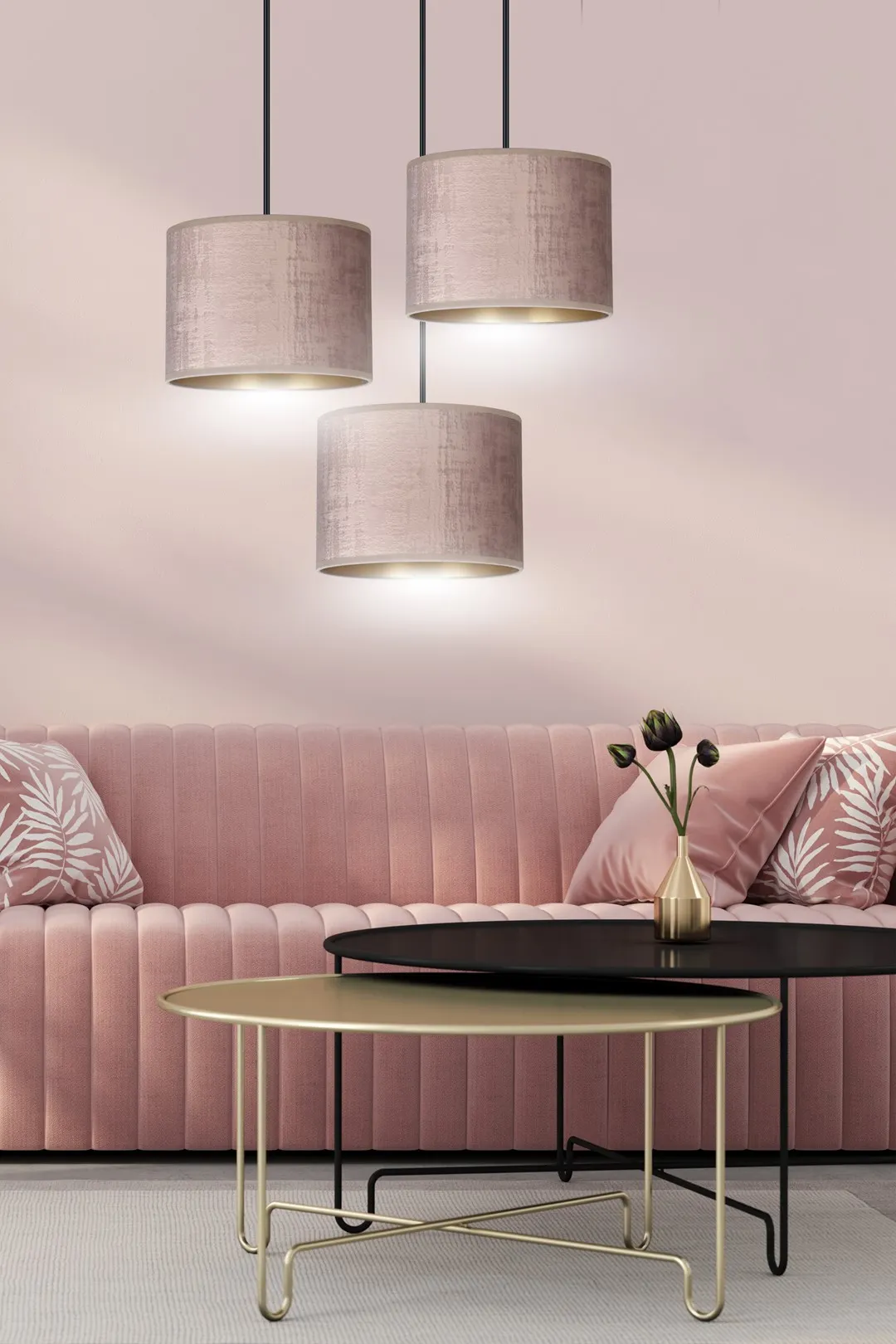 Lampa wisząca HILDE 3 PREM czarny różowy — zdjęcie 8