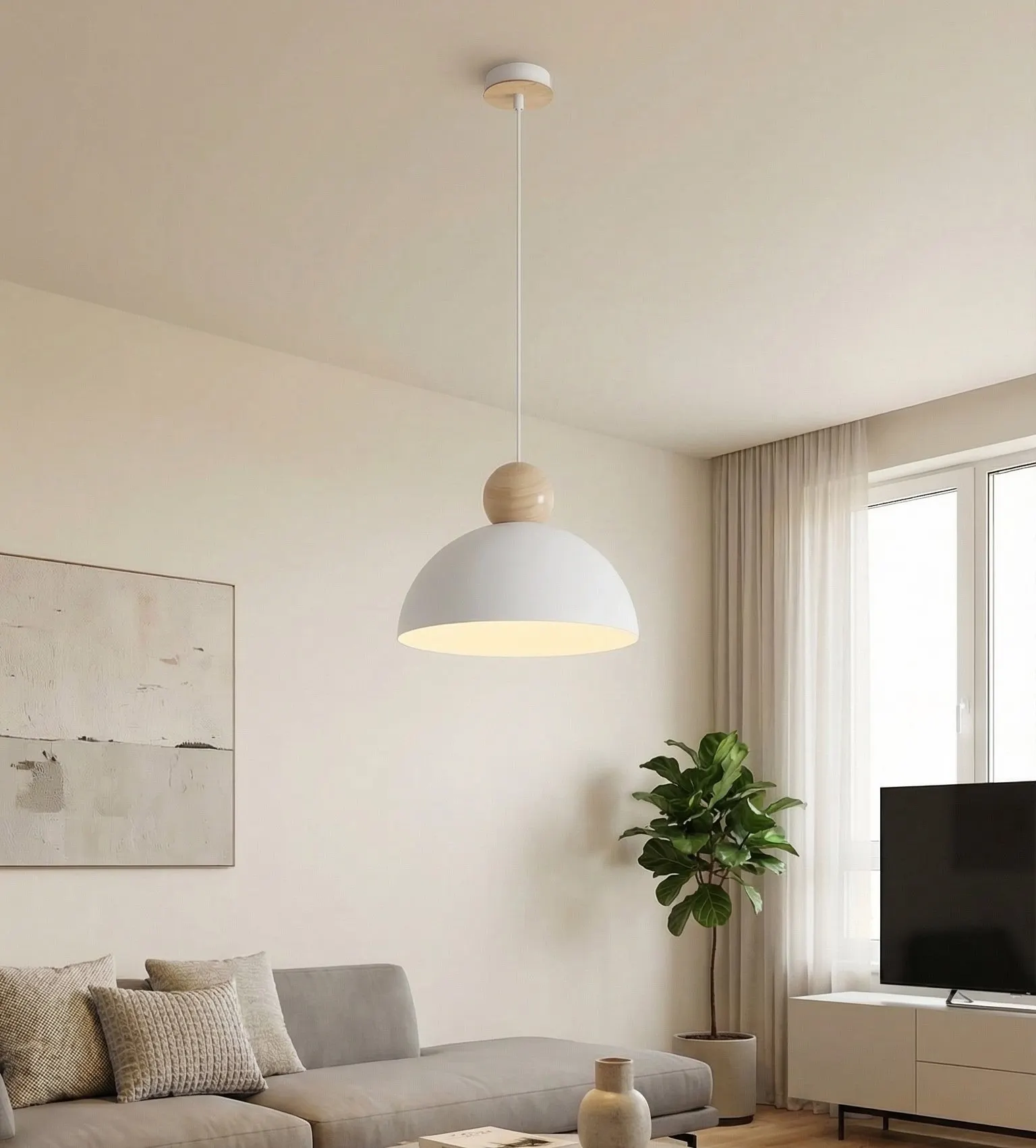 Lampa wisząca KAKI 1M biały naturalny - 1677/1M