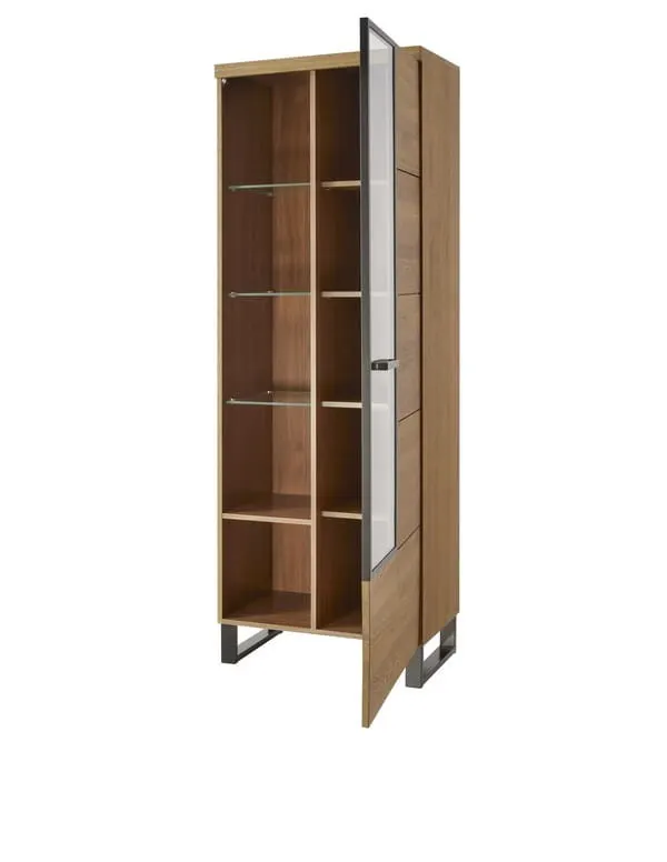 Witryna 1-drzwiowa PRATTO 11 lewa dąb rustical czarny mat 198x67x42cm - TH-100-1423