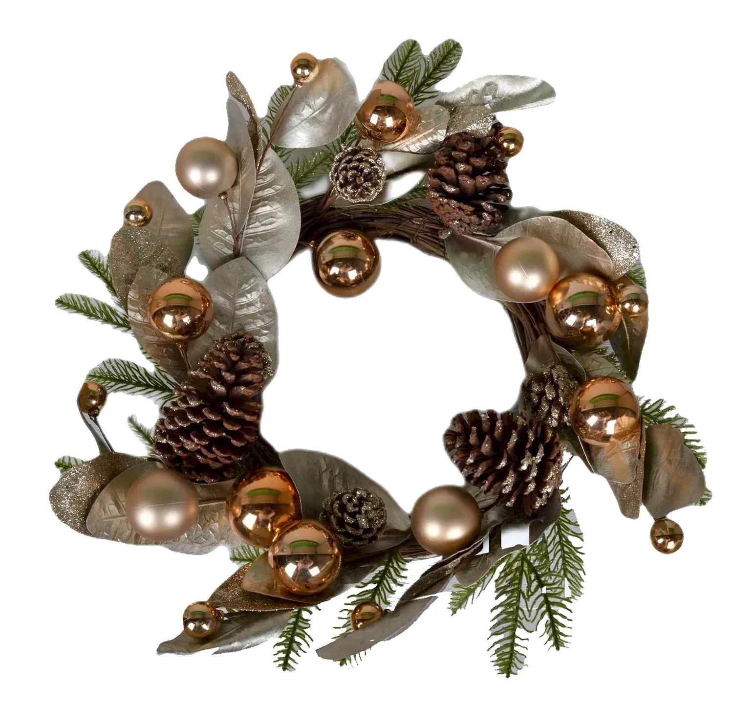 Wieniec Z LIŚĆMI I BOMBKAMI 6353 szampańsko- złoty