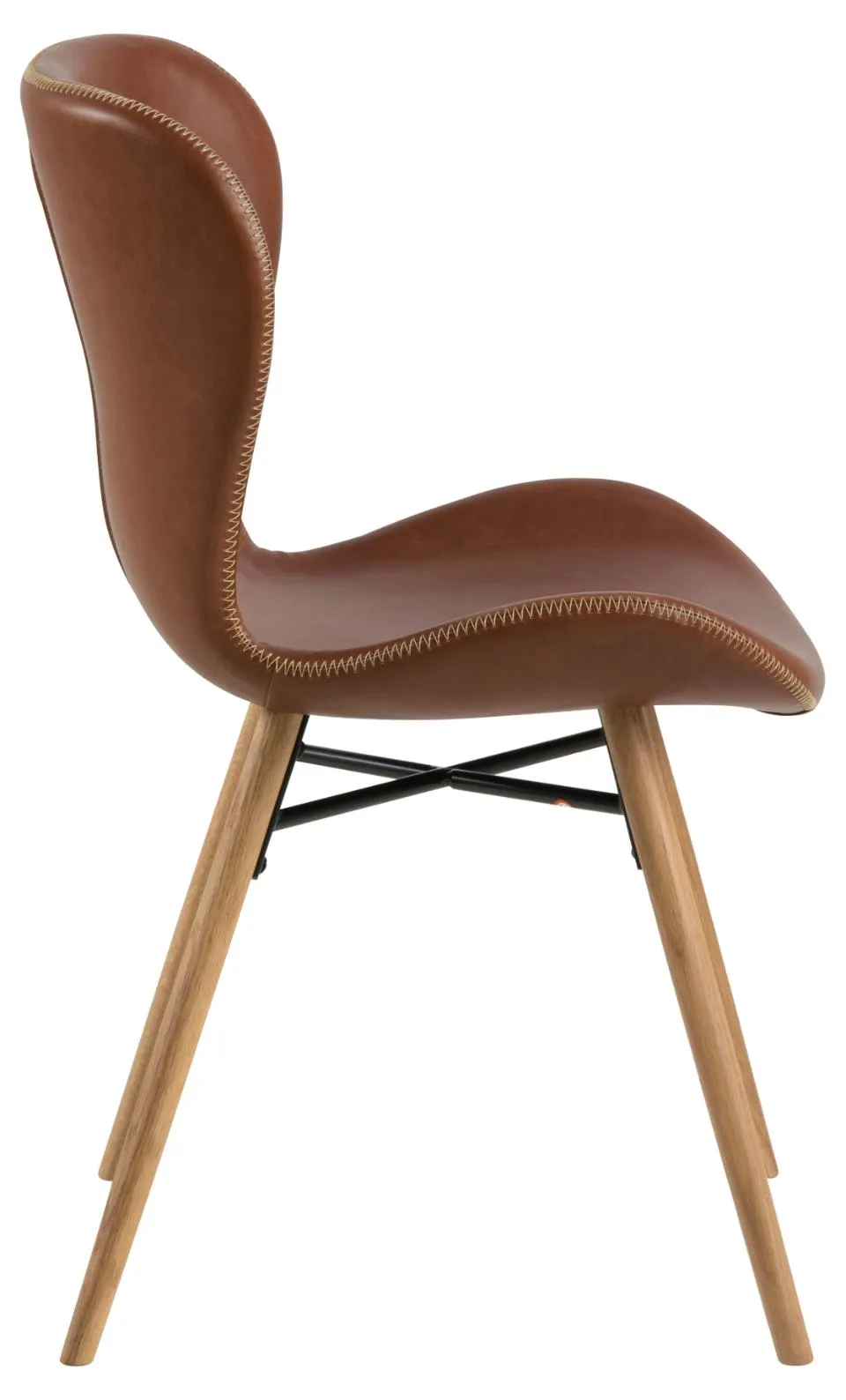 Krzesło tapicerowane DOREN ekoskóra-brązowy (zamek błyskawiczny) Dab olejowany ( zestaw 2 sztuk ) - H000018217